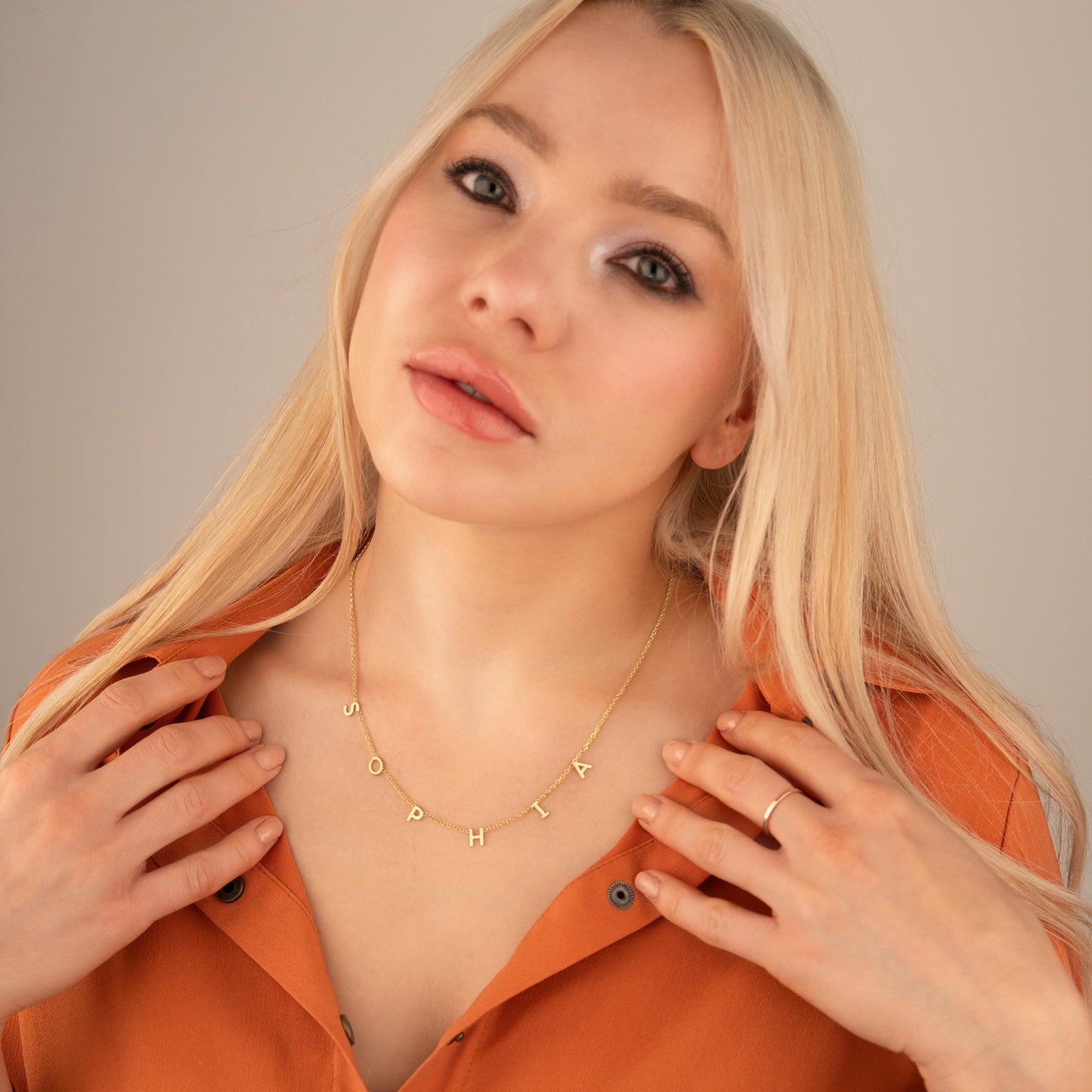 Personalised Initial Name Gold Necklace - 925 Sterling Silver Custom Letter Choker - Personalized Gift - Name Jewelry By PizumiLondon