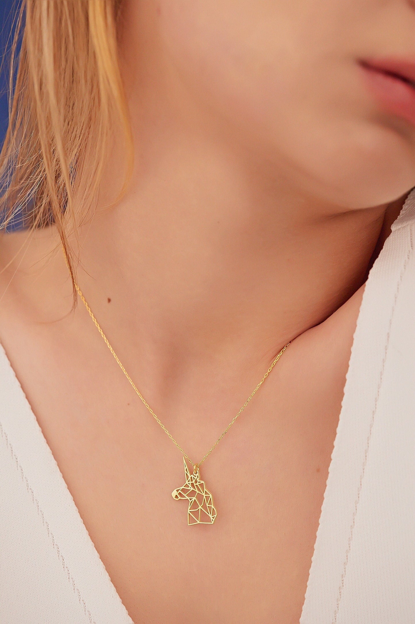 Origami Unicorn Necklace - Unicorn Necklace - Unicorn Head Necklace - Dainty Unicorn Necklace - Birhtday Gift - Gift for Kids