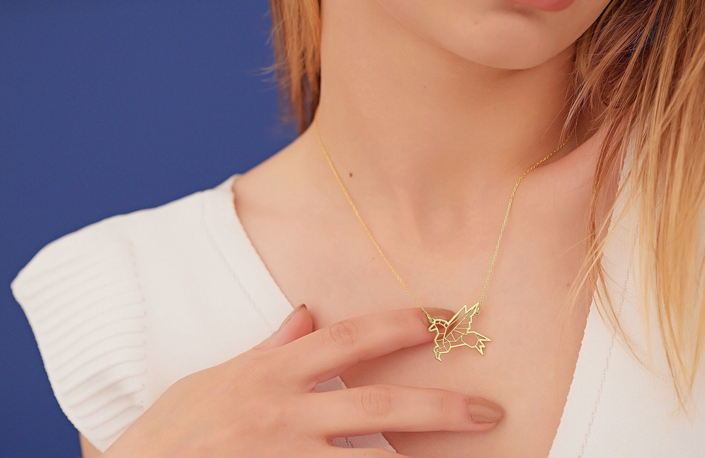 Origami Pegasus Necklace - Christmas Gift - Flying Horse Necklace - Mythical Necklace - Origami Necklace - Unisex Gift - Mythology Jewelry