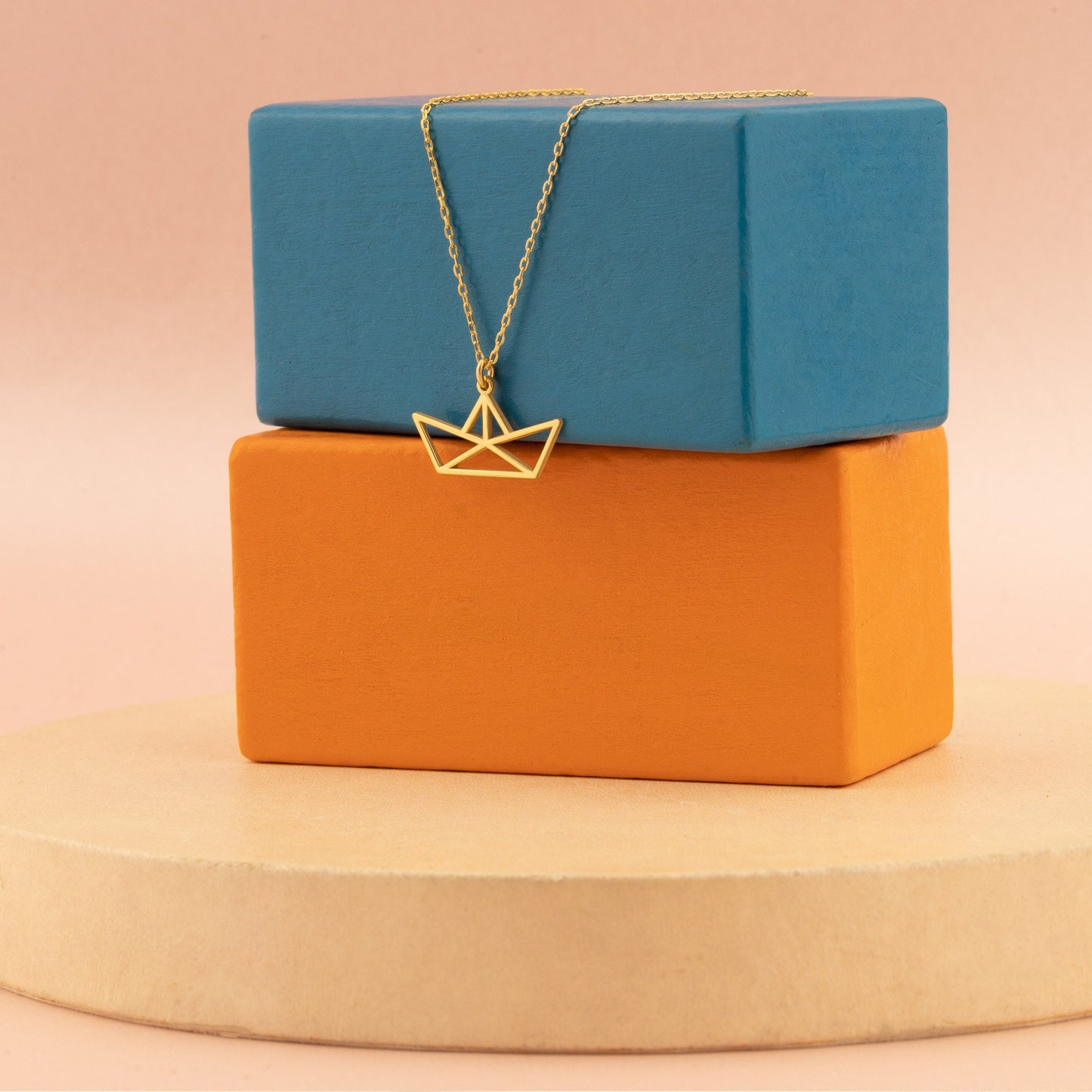Ship Necklace - Christmas Gift - Ship Necklace - Origami Boat Necklace - Paper Boat Pendant - Geometric Sail Charm - Gift for Sea Lovers
