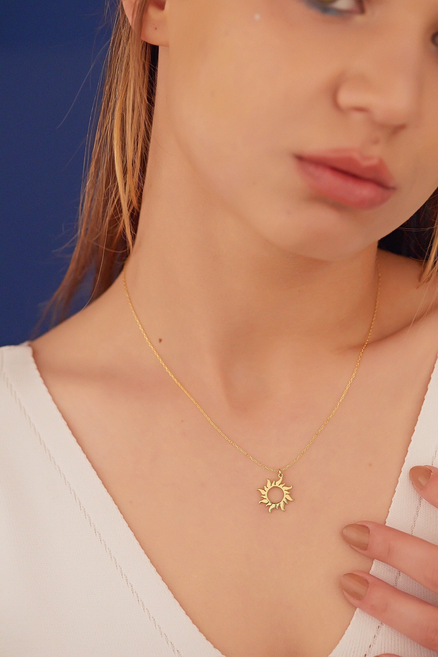 14K Solid Gold Sunburst Necklaces - 14K Gold Sunshine Necklace - Necklace for Women - Celestial Jewellery - Gift For Her - 14K Jewellery