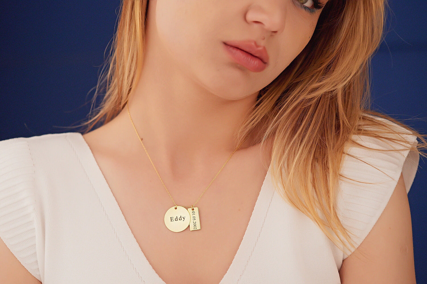 Baby Name Necklace - Date of Birth Necklace - Customized Name Pendant - Gift for New Mother - Anniversary Gift - Birthday Gift