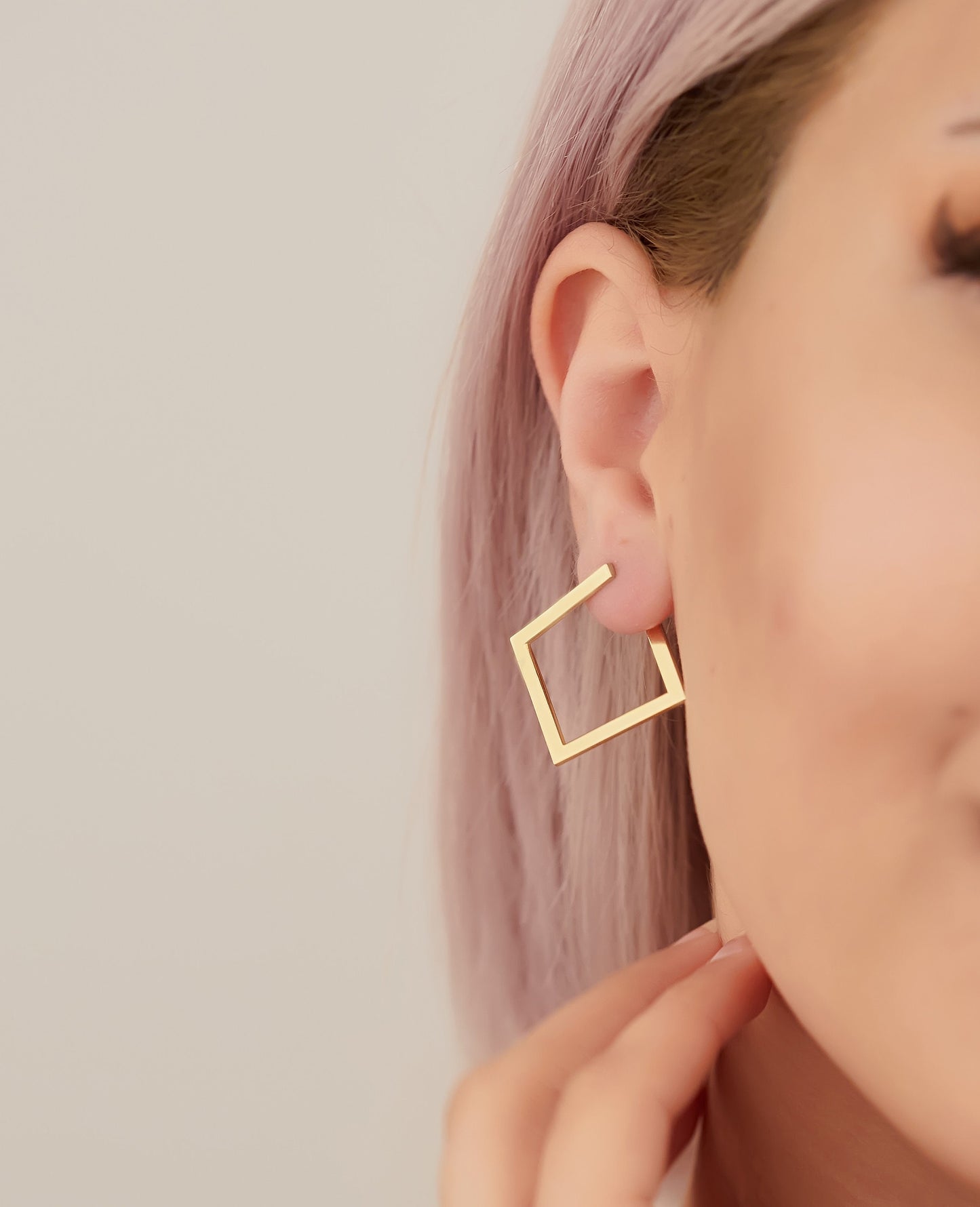 Square Hoop Earrings - Christmas Gift - Geometric Earrings - Huggie Earring - Everyday Earrings - Modern Earrings - Square Earrings