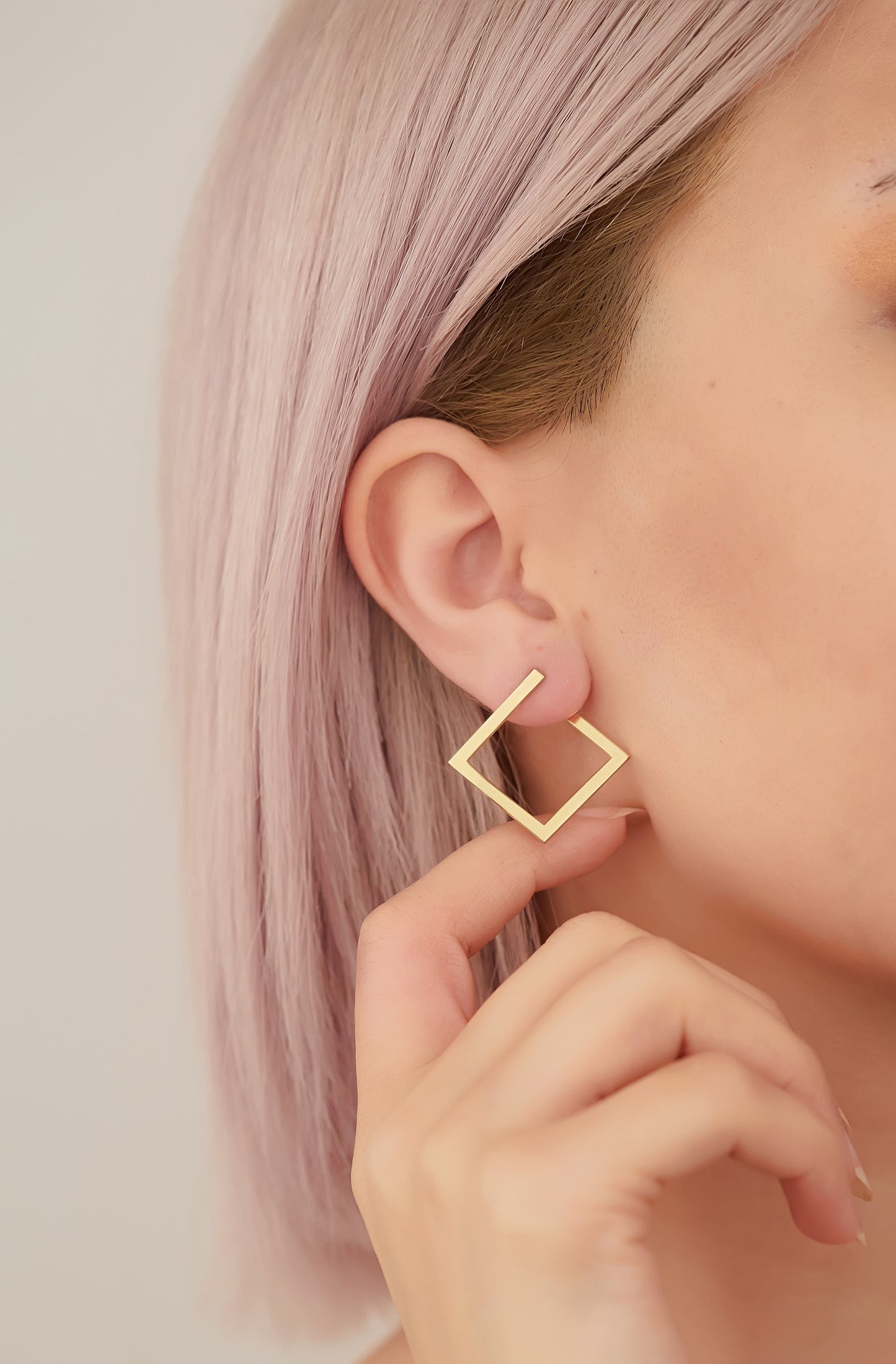 Square Hoop Earrings - Christmas Gift - Geometric Earrings - Huggie Earring - Everyday Earrings - Modern Earrings - Square Earrings