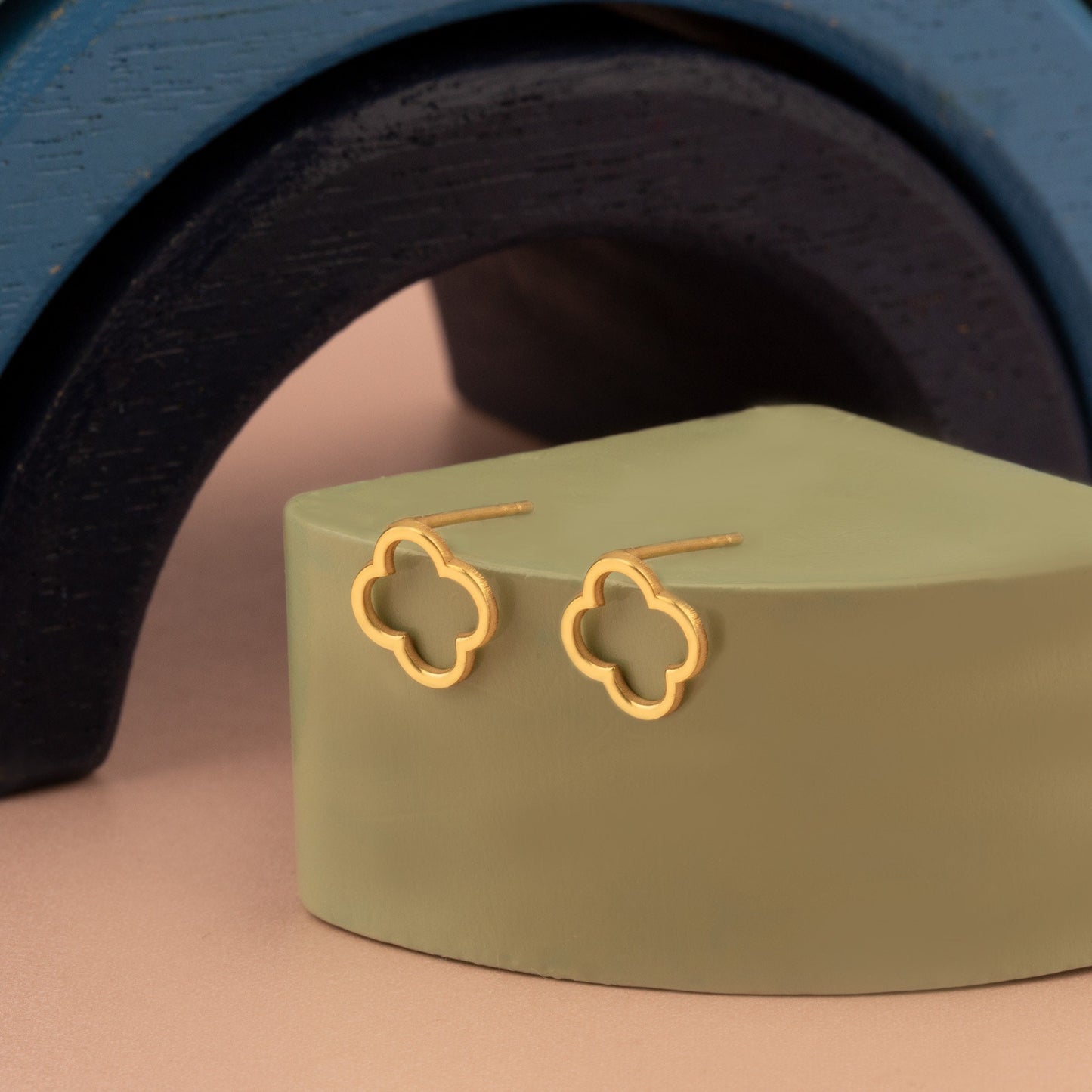 Open Clover Stud Earrings - Christmas Gift - Handmade Hollow Out Flower Studs - Gift for Her - 925 Sterling Silver Dainty Luck Earrings