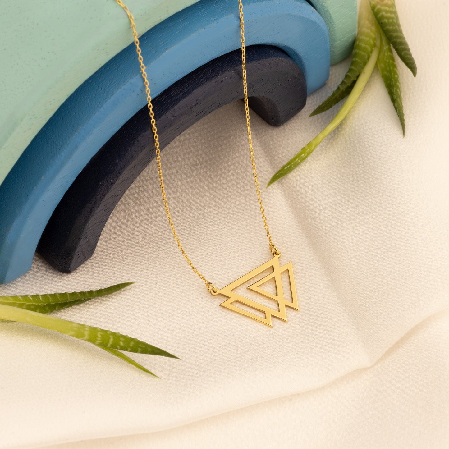 Triple Triangle Necklace - Christmas Gift - Handmade Dainty Interlaced Geometric Necklace - Three Open Triangle Necklace - Gift for Mother