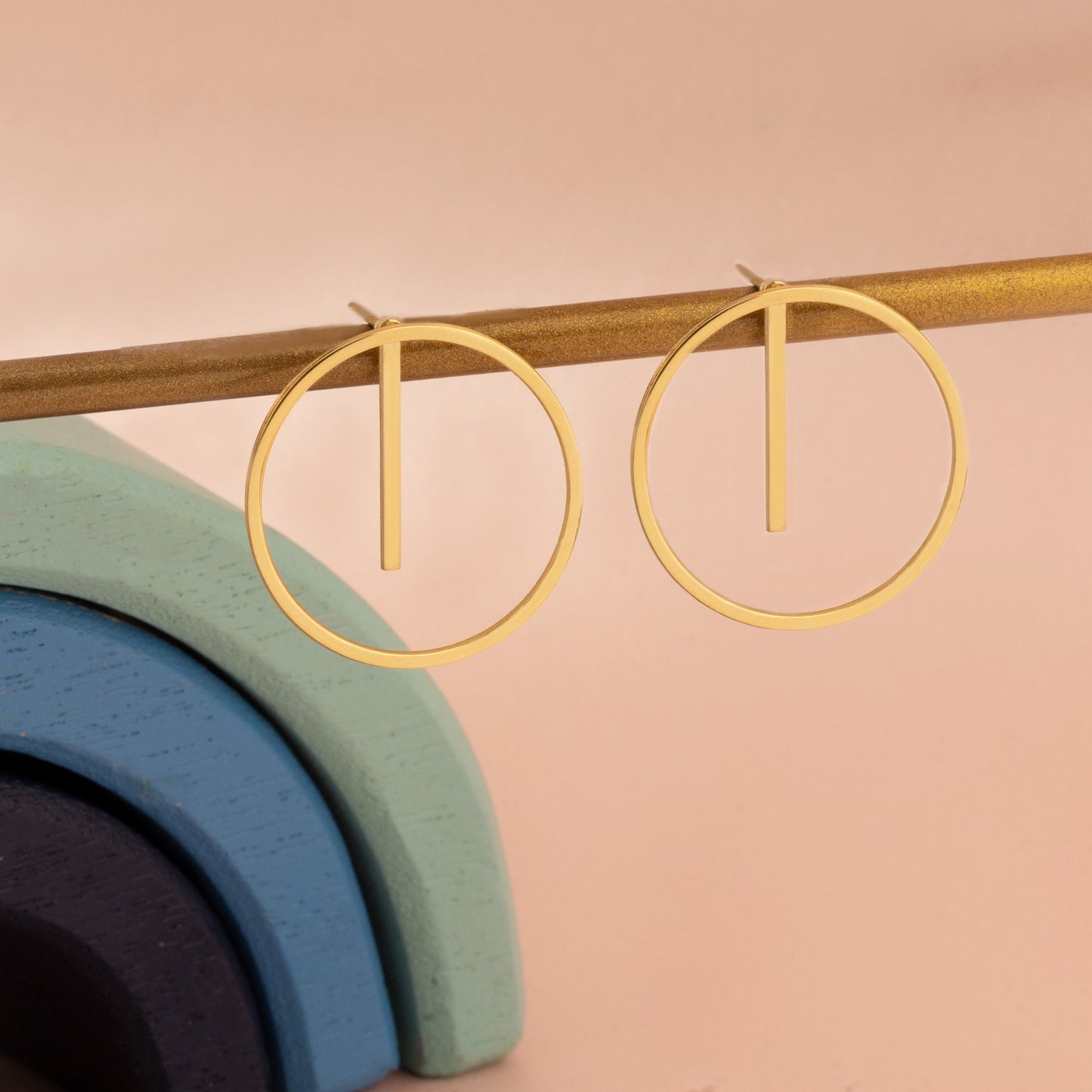 Ear Jacket Round Earrings - Christmas Gift - Round and Bar Earrings - Gift for Her - Modern Earring - Trending Jewelry - Gift for Her