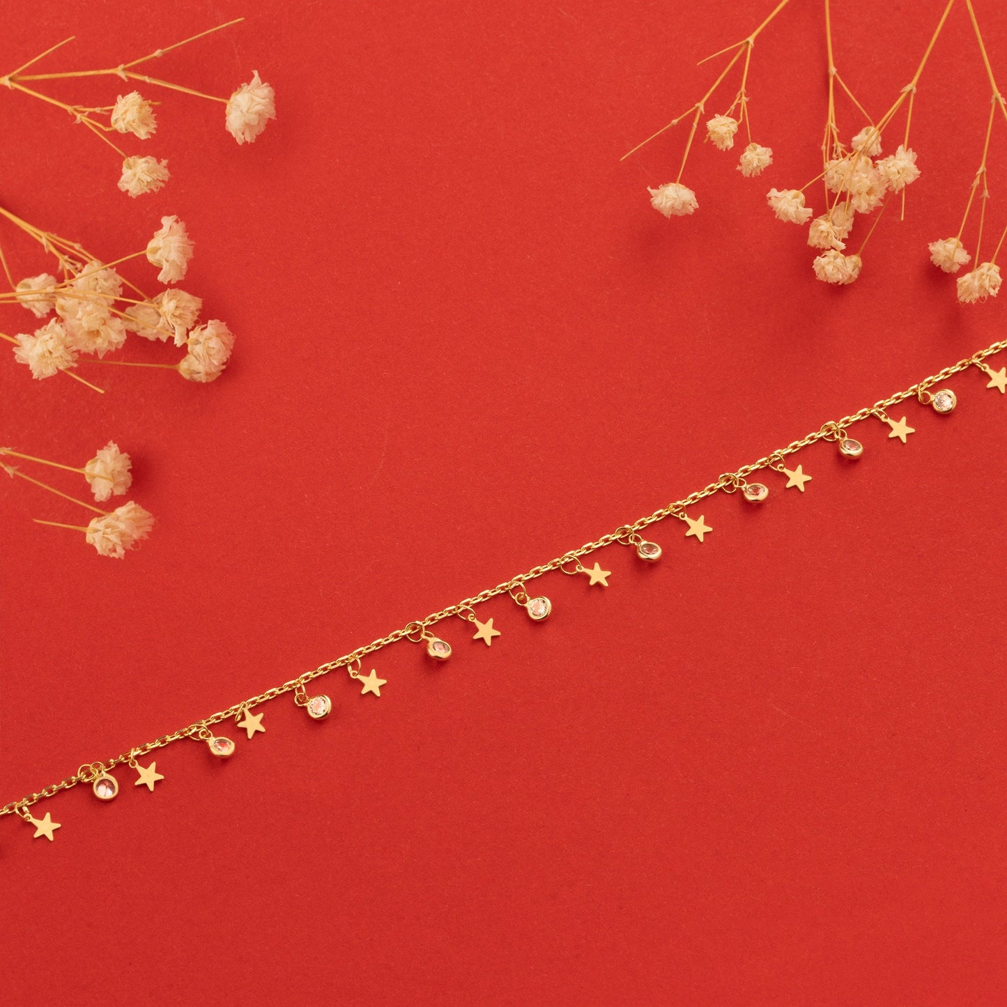 Anklet Bracelet with Charms - Christmas Gift - Ankle Chain - Stars Charm Anklet - Charm Anklet - Dainty Charm Anklet - Gift for Her
