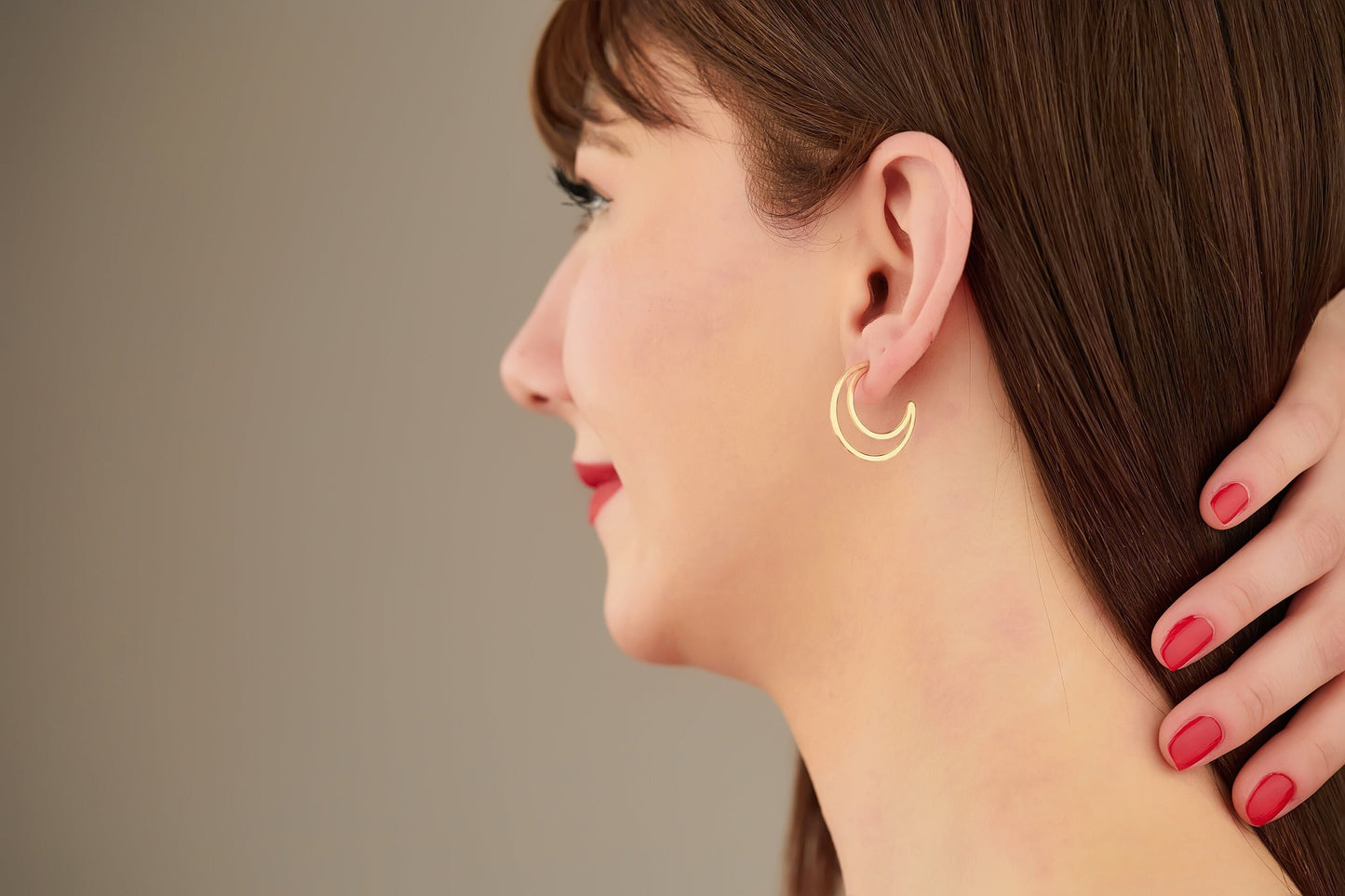 Moon Earrings - Christmas Gift - Crescent Moon Earring - Astronomy Earrings - Celestial Jewelry - Gift for Her - Line Moon Earring