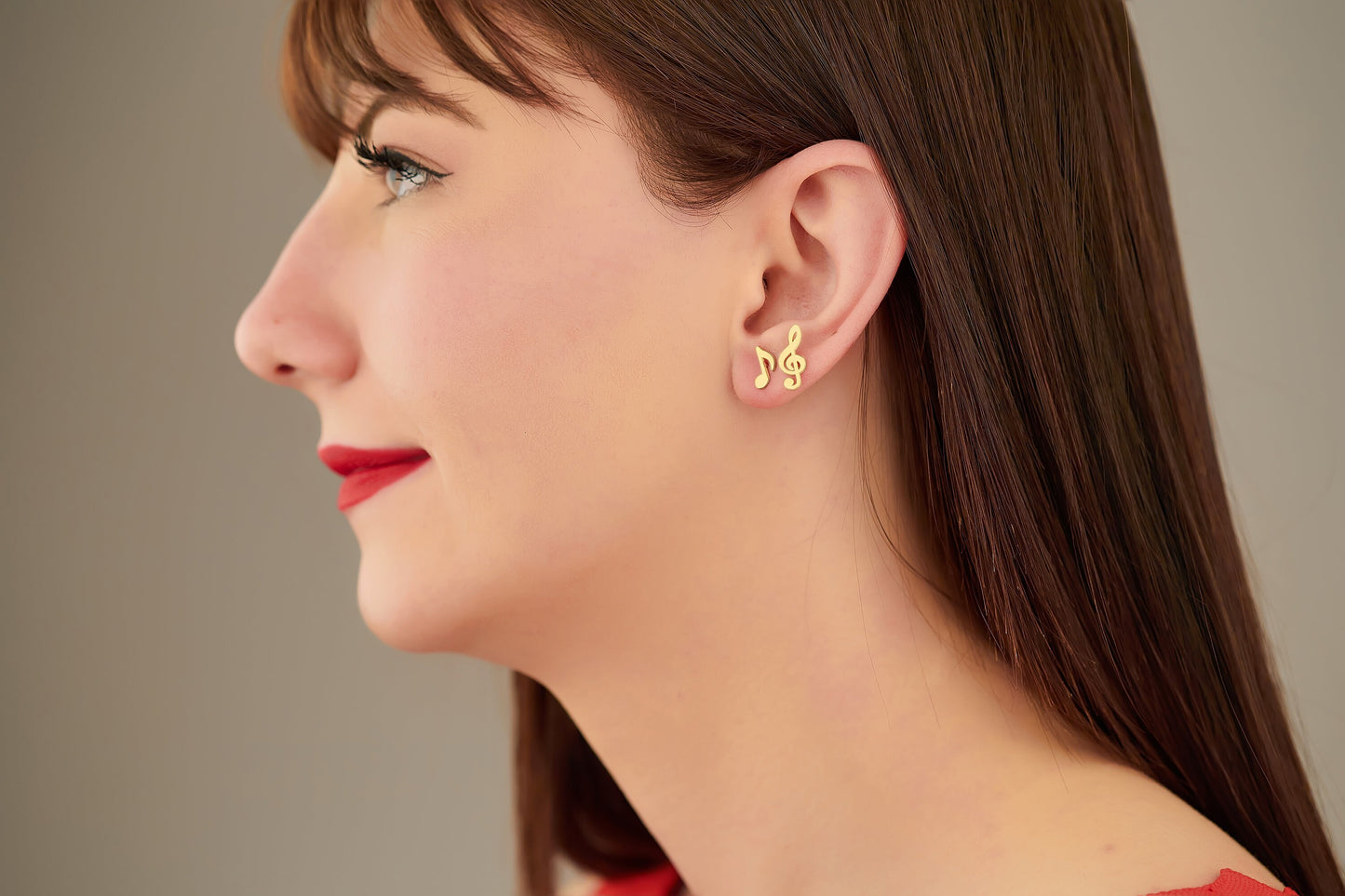 Tiny Treble Clef and Note Earrings - Christmas Gift - Music Symbol Earrings - Music Note Studs - Mismatched Earrings - Music Lover Gift