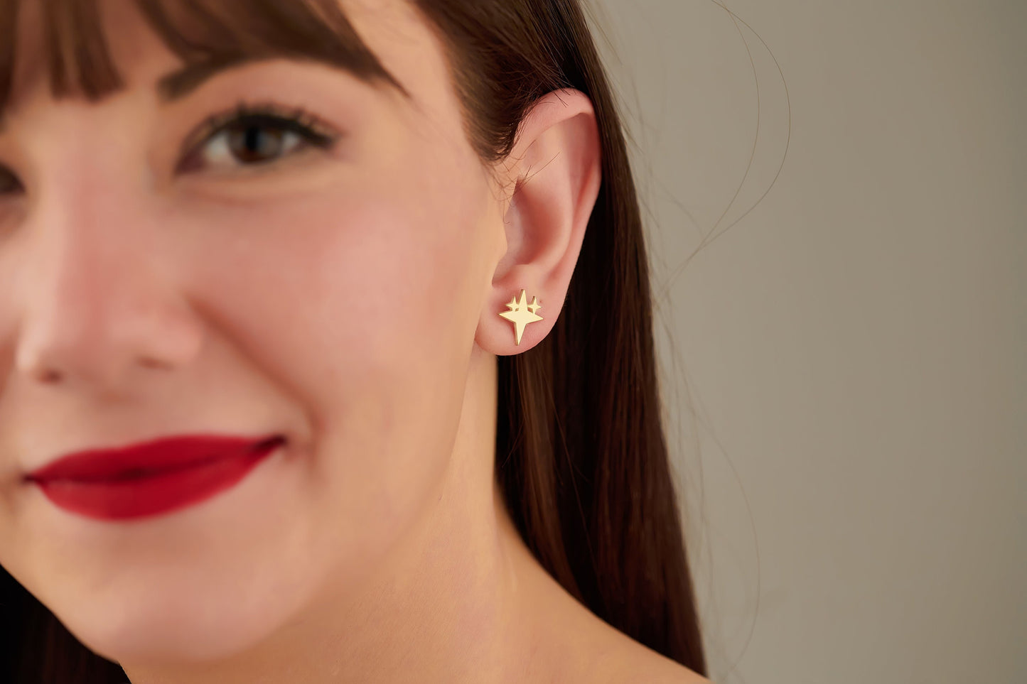 Four Point Star - Christmas Gift - Stars Earring - Minimalist Earring - Four Point Star - Shinning Stars Earring - Gift for Her