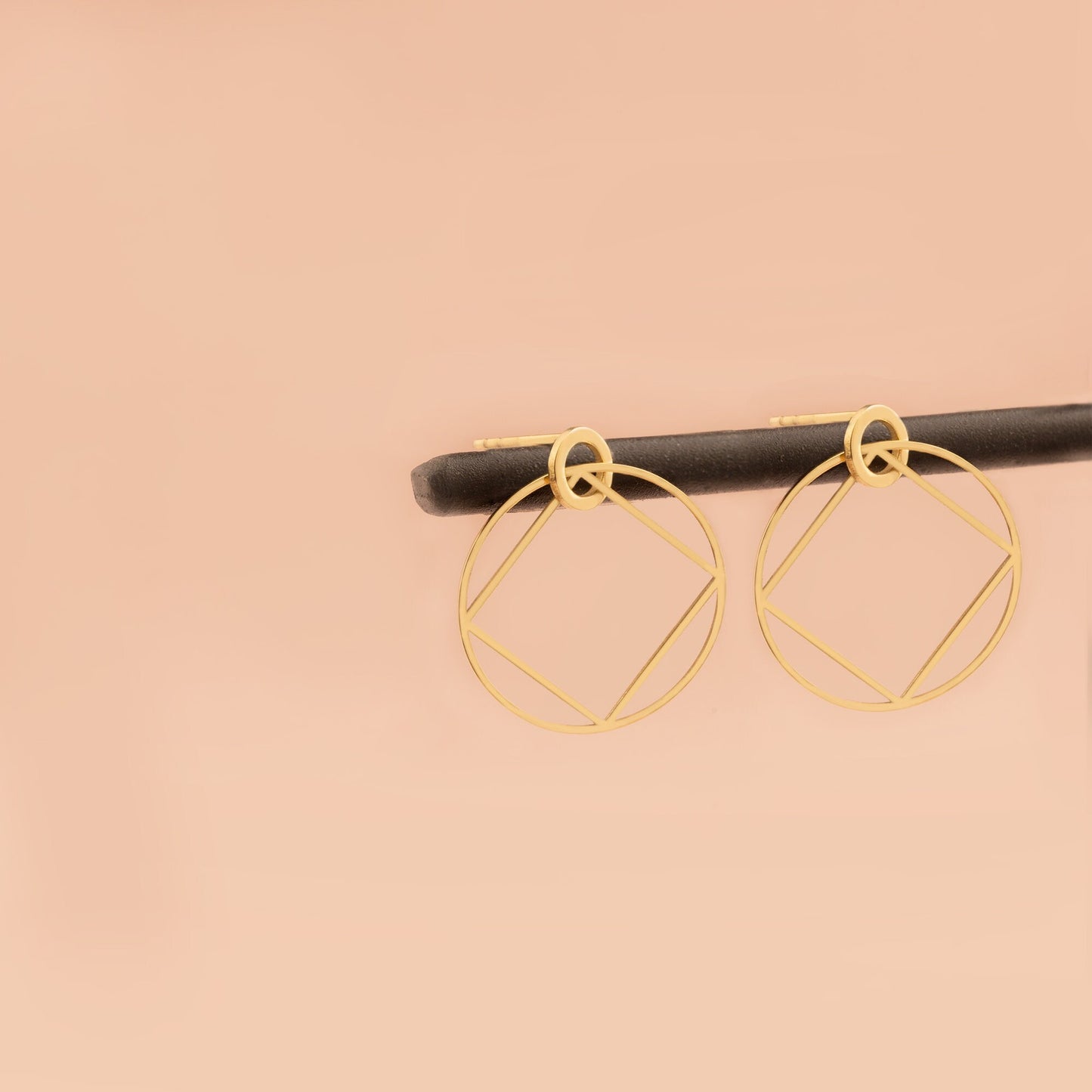 Square Round Hoop Earrings - Geometric Earrings - Circul Huggie Earring - Everyday Earrings - Modern Earrings - Square Earrings
