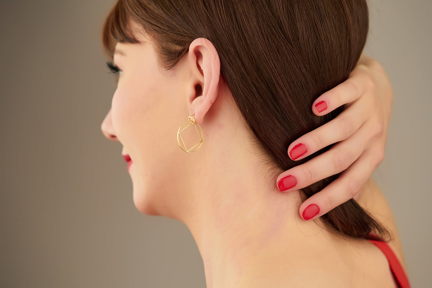 Square Round Hoop Earrings - Geometric Earrings - Circul Huggie Earring - Everyday Earrings - Modern Earrings - Square Earrings