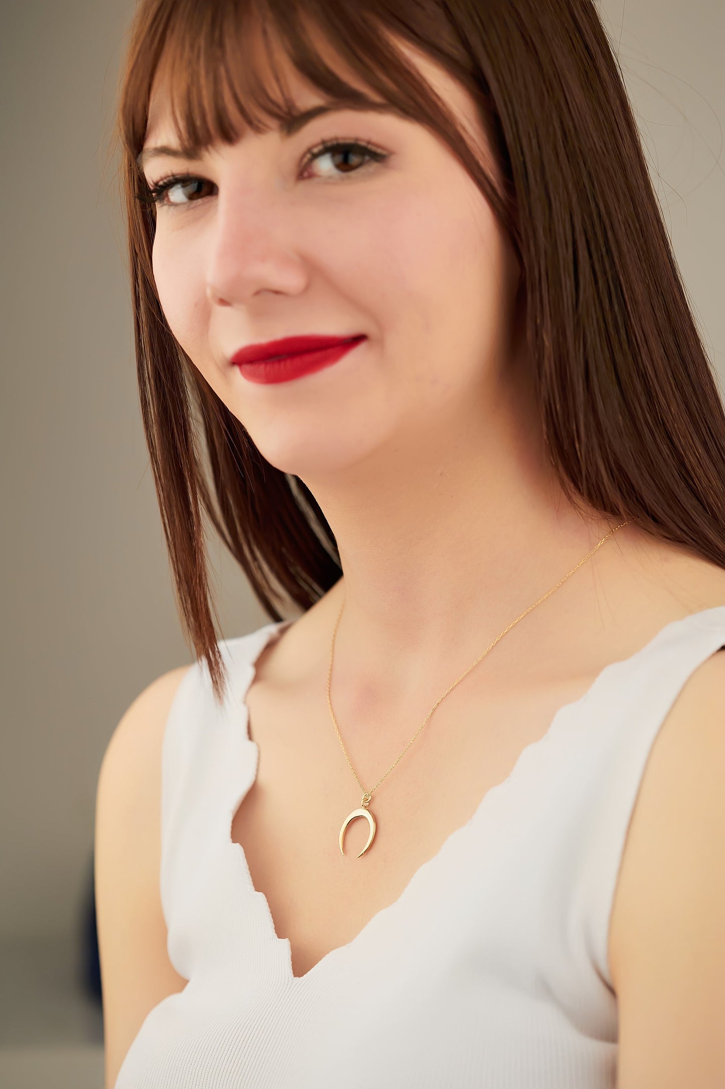 Crescent Moon Necklace - Christmas Gift - Upside Down Moon Necklace - Silver Moon Pendant - Minimalist Charm Necklace - Gift for Her