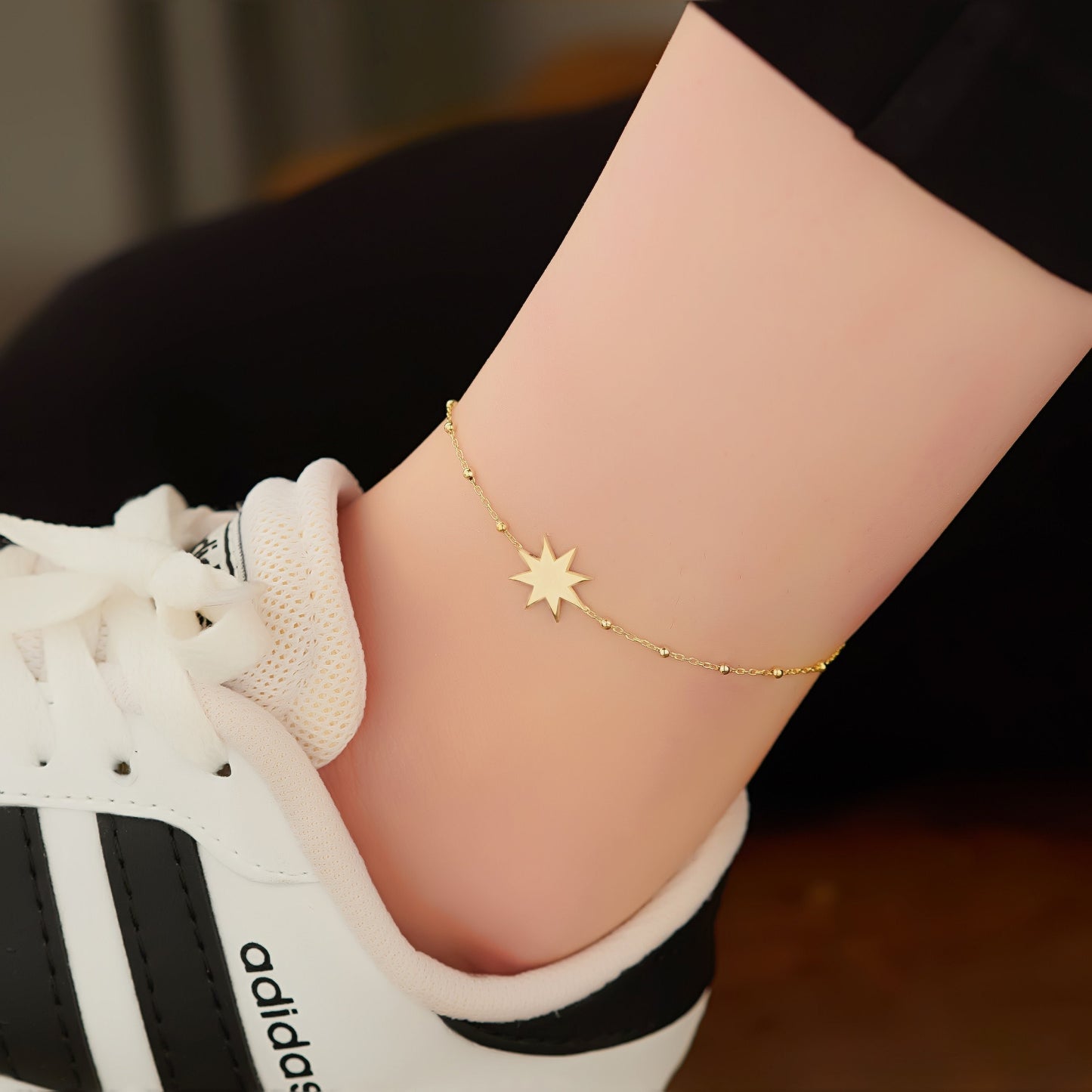 Dainty Star Anklet - Christmas Gift - Gift for Her - Ankle Intermittent Chain - Chain Anklet - Anklets for Women - Summer Jewellery