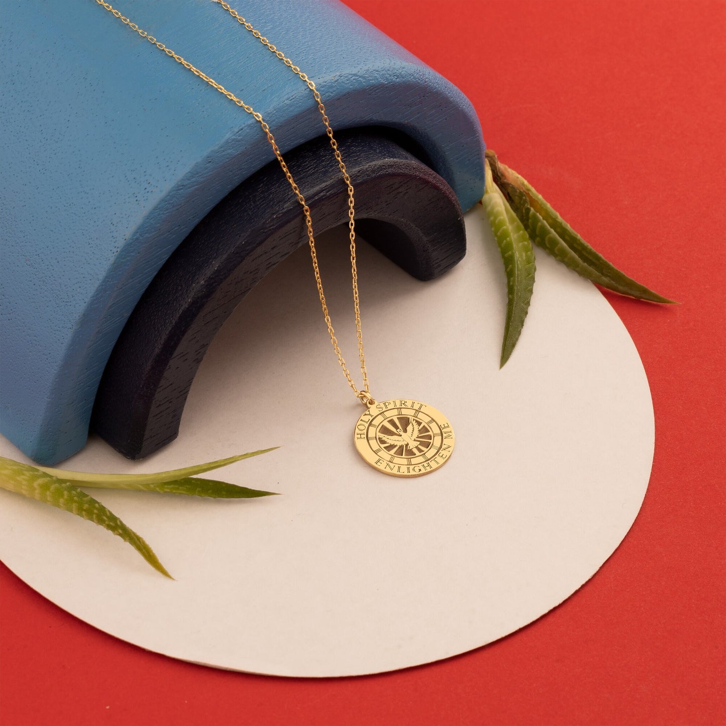 Holy Spirit Dove Necklace - Gift for Her - Religious Disc Necklace - White Dove Pendant - Gift for Mother - Enlightenment Jewellery