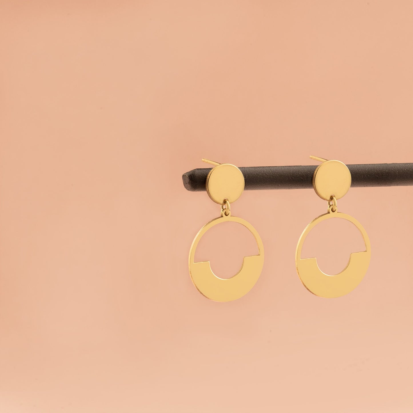 Double Circle Hollow Earrings - Christmas Gift - Linked Earrings - Stud Dangle Earrings - Modern Jewelry - Handmade Earrings - Gift for Her