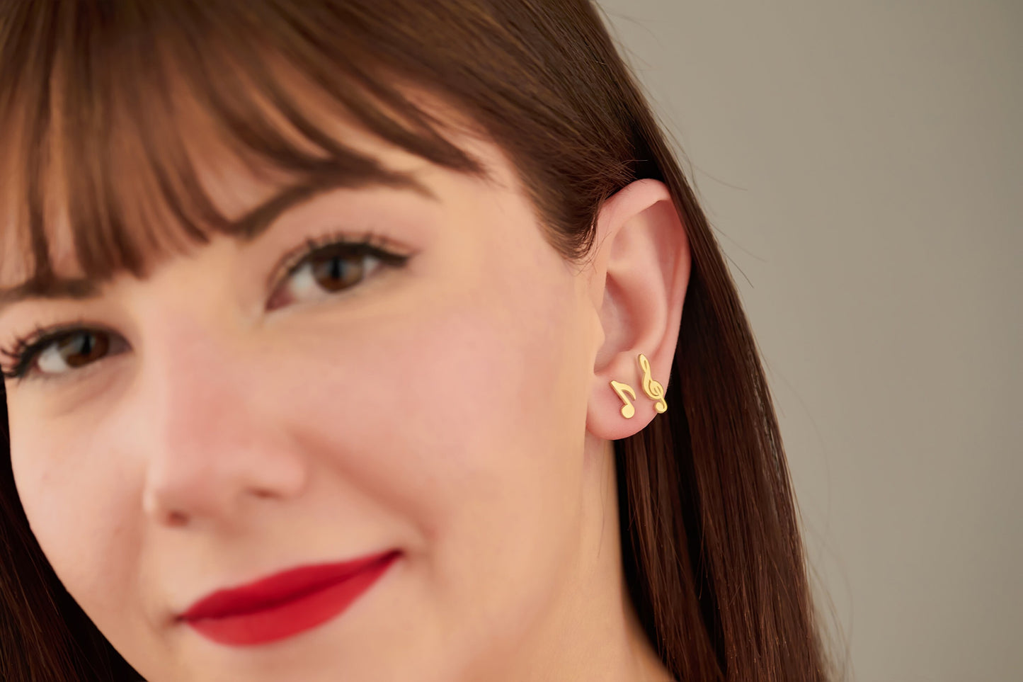 Tiny Treble Clef and Note Earrings - Christmas Gift - Music Symbol Earrings - Music Note Studs - Mismatched Earrings - Music Lover Gift