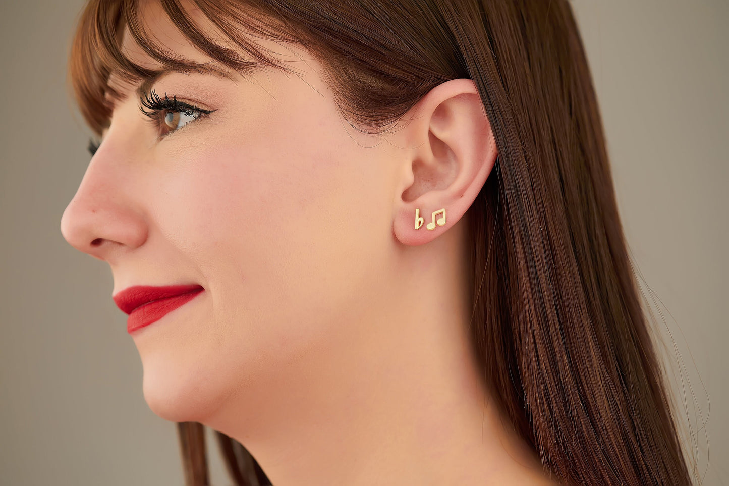 Flat Mark and Note Earrings - Christmas Gift - Music Symbol Earrings - Minimalist Studs - Mismatched Earrings - Musician Gift - Gift for Her
