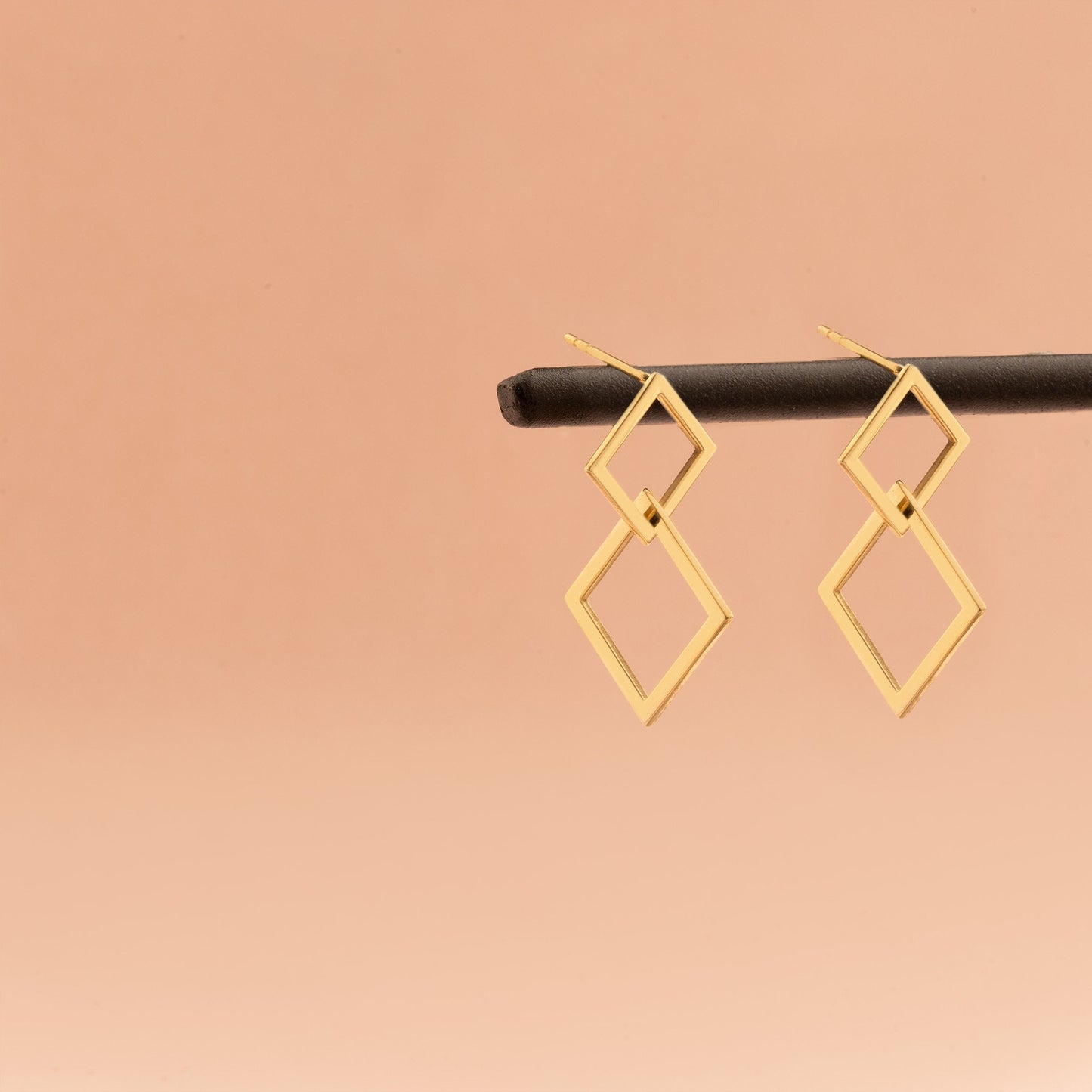 Double Square Dangle Earrings - Christmas Gift - Dainty Geometric Drop Earring - Double Open Square Earring - Gift for Her - Gift for Mother