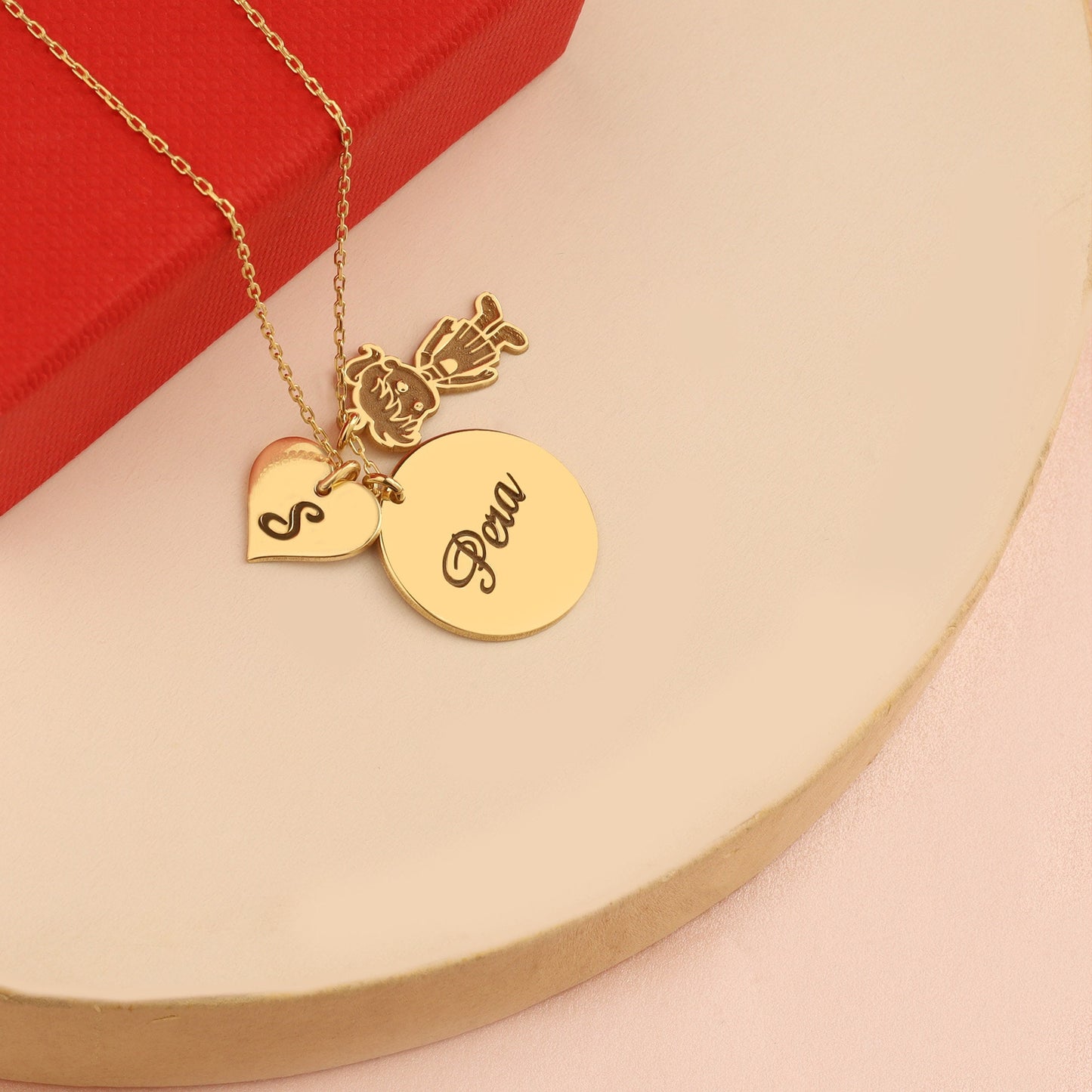 Daughter Initial and Name Necklace - Gift for Her - Little Girl Pendant Necklace - Gift for Mother - Gift for Him
