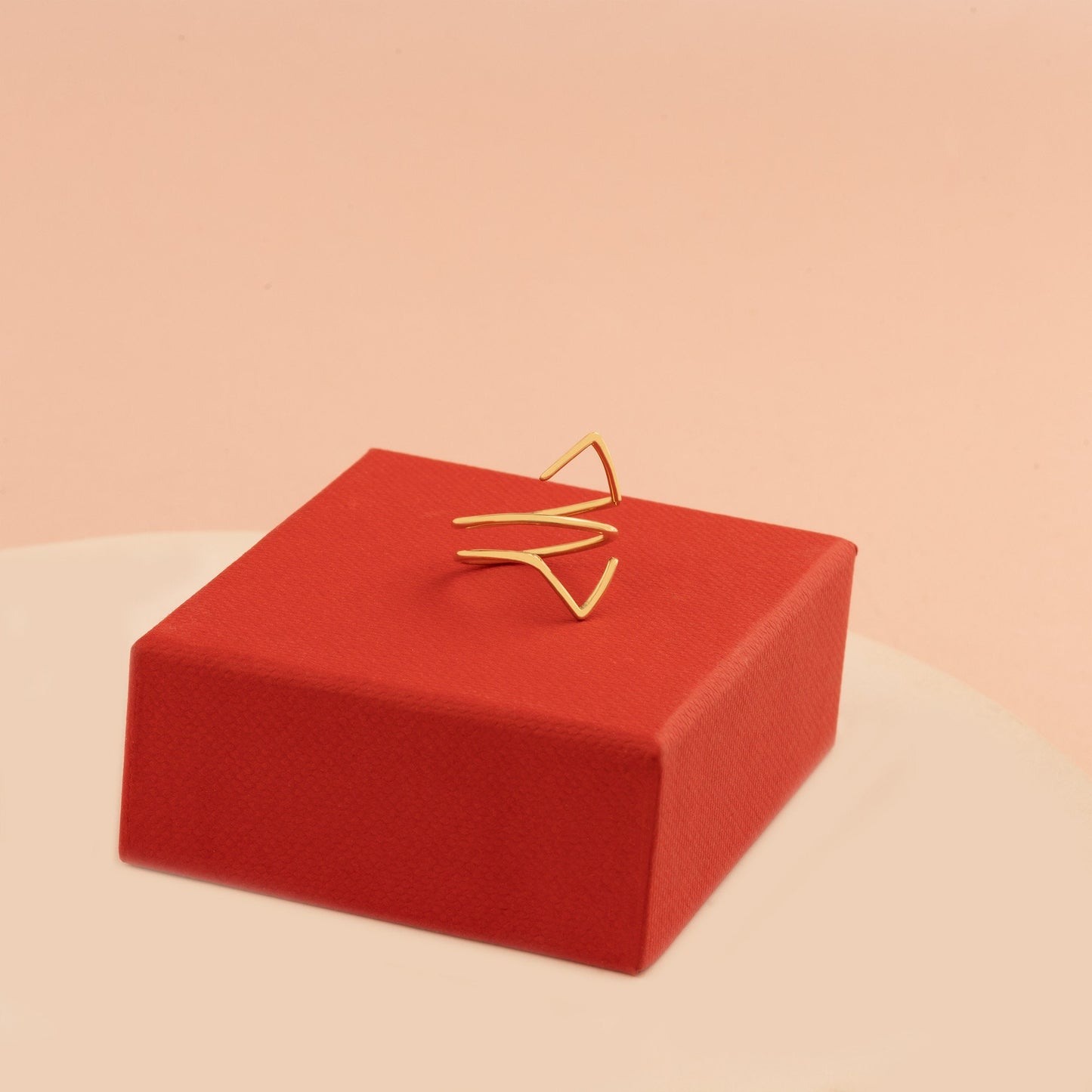 14K Solid Gold Splint Ring - Gold Double V Ring - 14K Solid Gold V Shape Finger Wrap Ring - Thumb Simple Ring - Spiral Dual V Ring for Women