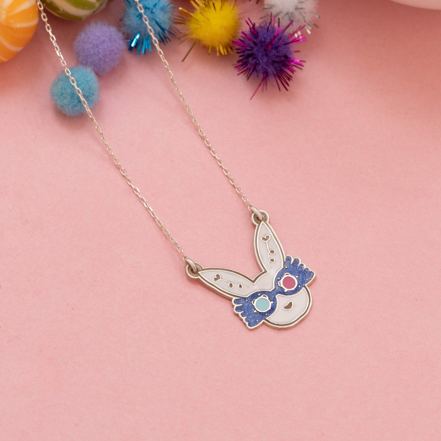 Easter Bunny Necklace - Enamel Rabbit Necklace - Easter Gift - Cute Animal Charm Necklace - Gift for Kids - Gift for Her
