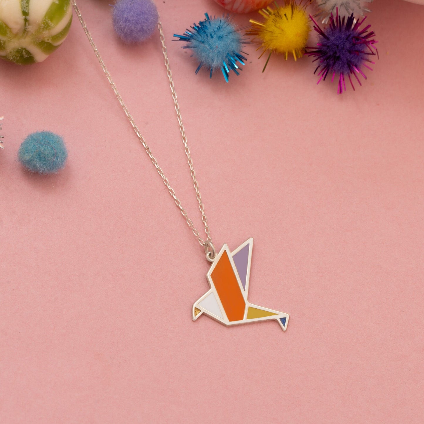 Multi Color Enamel Bird Necklace - Christmas Gift - Enamel Bird Necklace - Multi Colored Necklace - Gift for Kids - Gift for Her