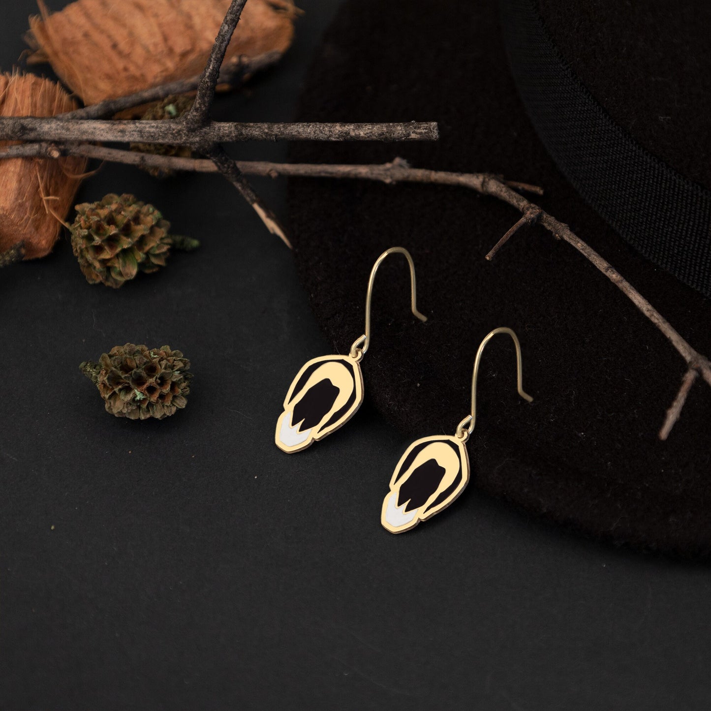 Inspired Earring - Halloween Earrings - Female Silhouette Earring - Long Hair Girl Earring - TV Series Jewelry - Enamel Earrings