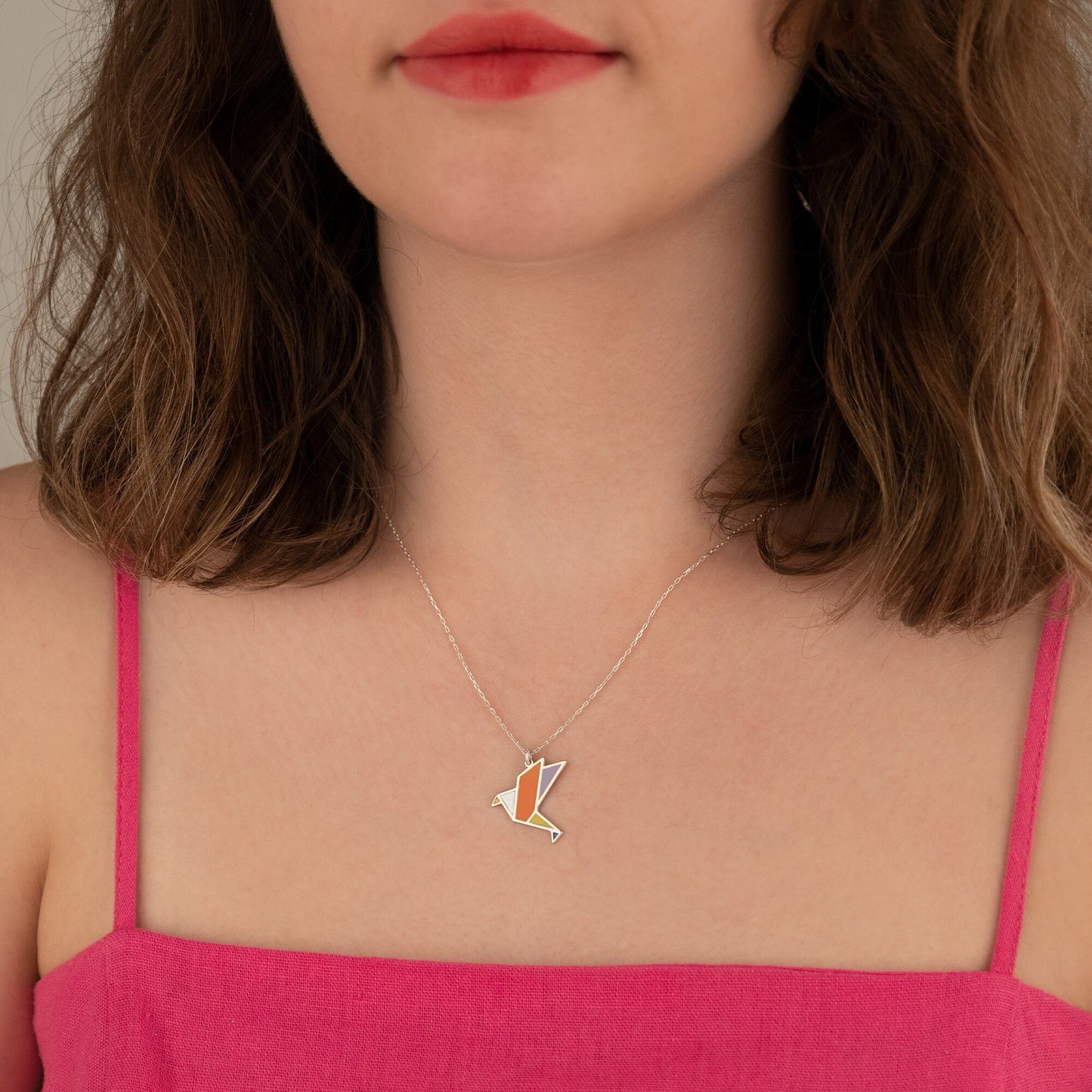 Multi Color Enamel Bird Necklace - Christmas Gift - Enamel Bird Necklace - Multi Colored Necklace - Gift for Kids - Gift for Her