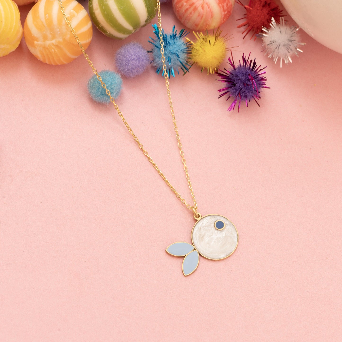 Fish Enamel Necklace - Christmas Gift - White Fishe Pendant - Enamel Necklace - Fishe Charm Pendant - Sea Jewelry - Gift for Her