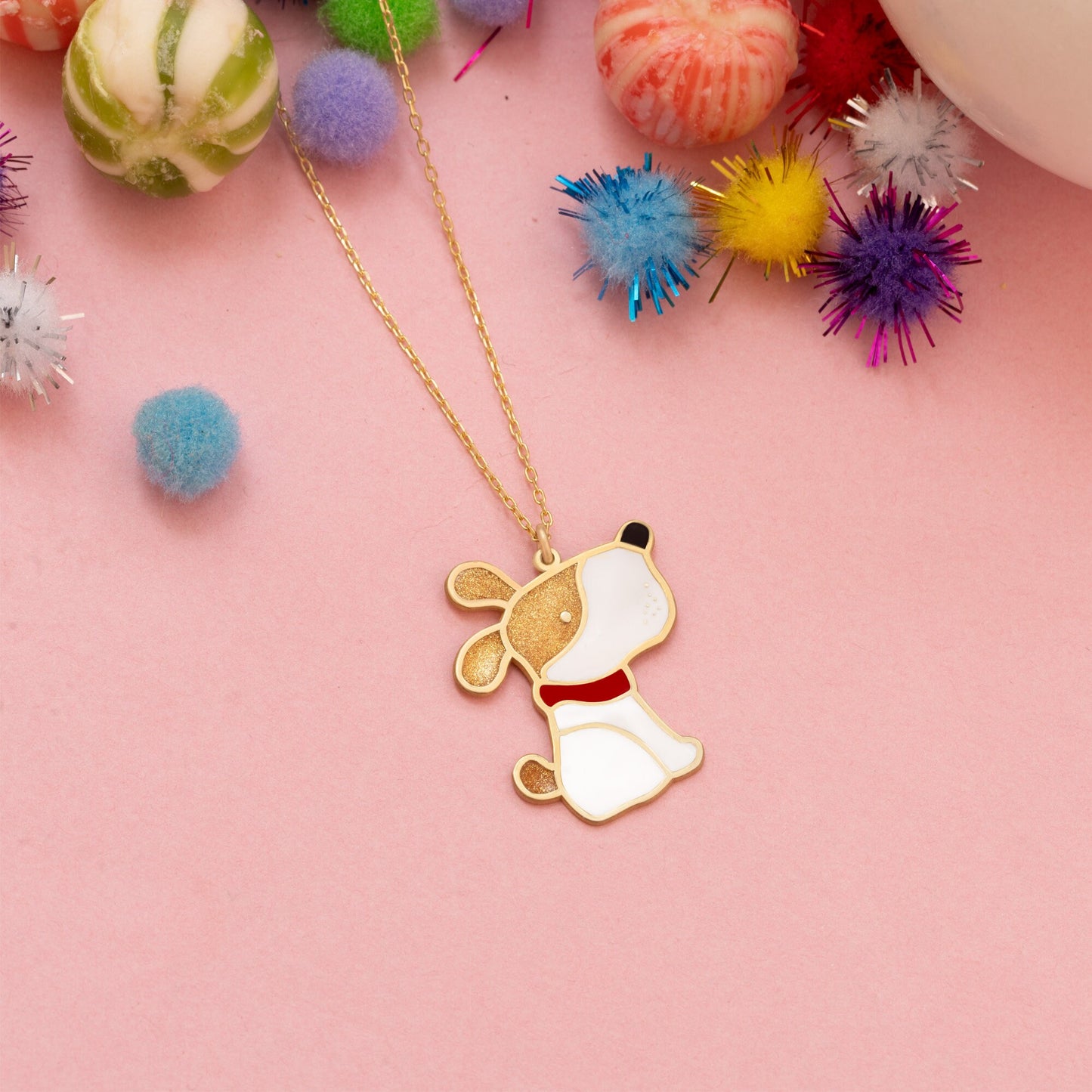 Snoopy Necklace - Cartoon Dog Necklace - Enamel Dog Jewelry - Pet Lover Gift - Gift for Kids - Silver Dog Necklace - Gift for Her