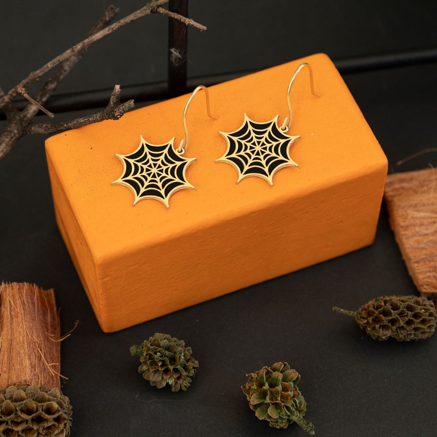 Spider Web Earrings - Christmas Gift - Enamel Spider Web Earring - Black Web Earring - Halloween Gift - Gift For Kids - Gift for Her
