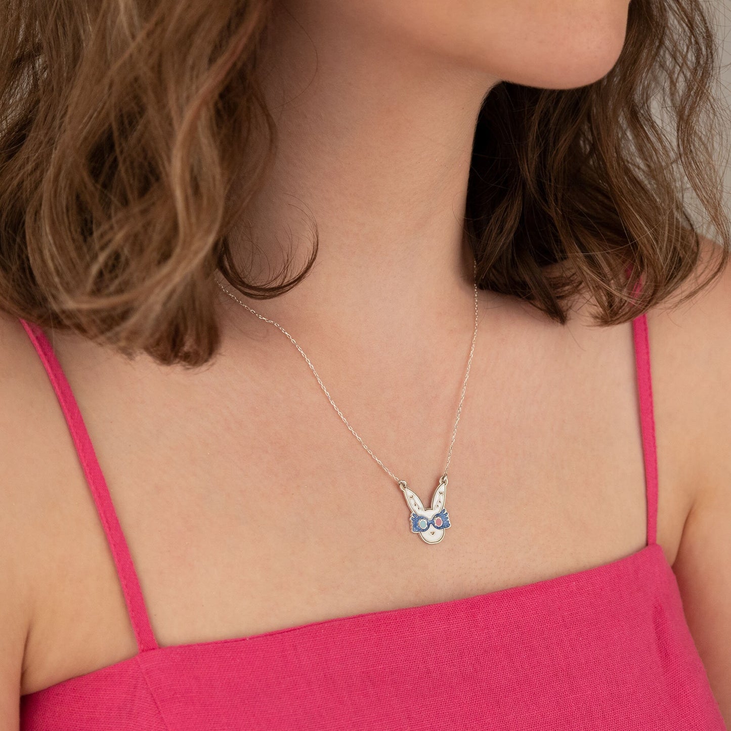 Easter Bunny Necklace - Enamel Rabbit Necklace - Easter Gift - Cute Animal Charm Necklace - Gift for Kids - Gift for Her