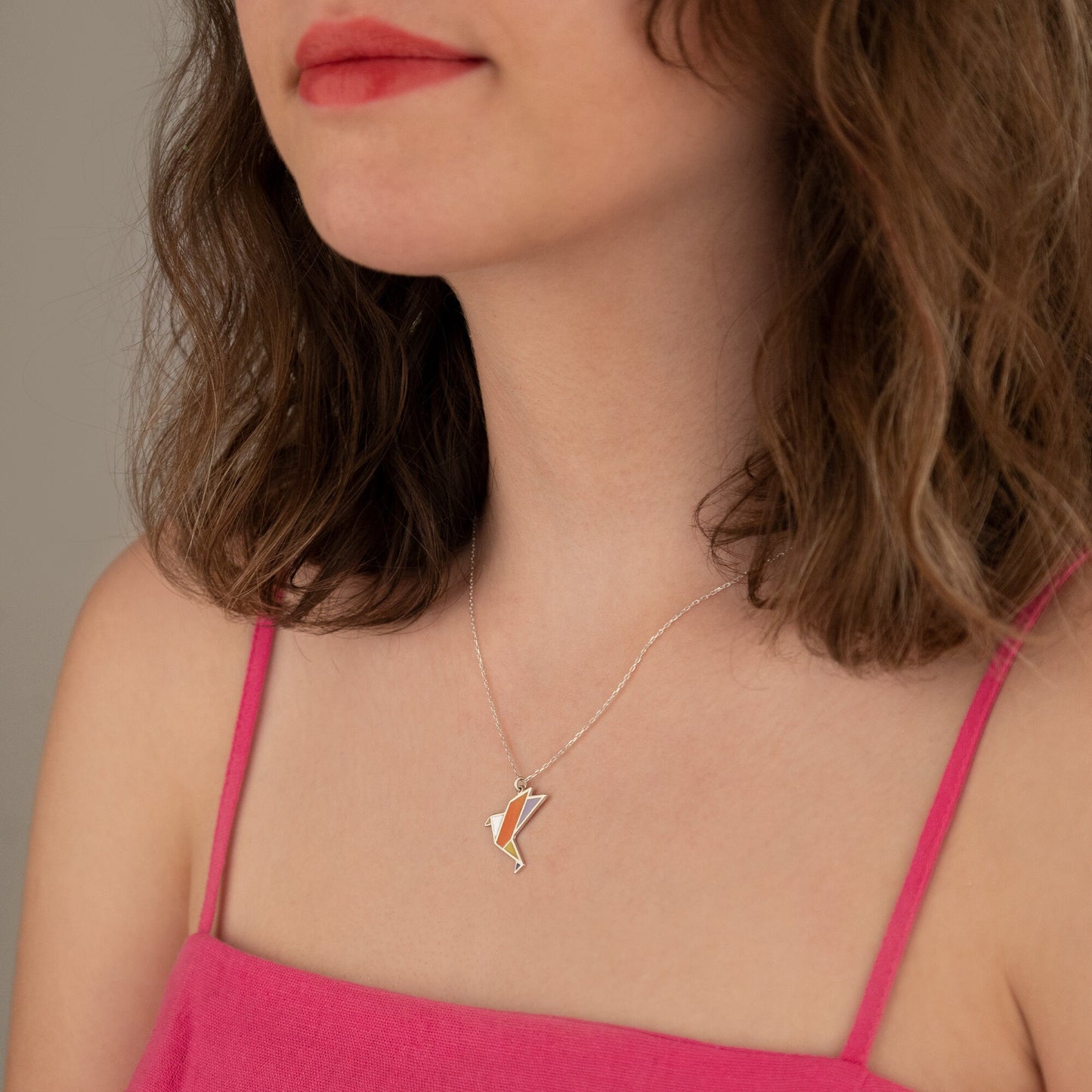 Multi Color Enamel Bird Necklace - Christmas Gift - Enamel Bird Necklace - Multi Colored Necklace - Gift for Kids - Gift for Her
