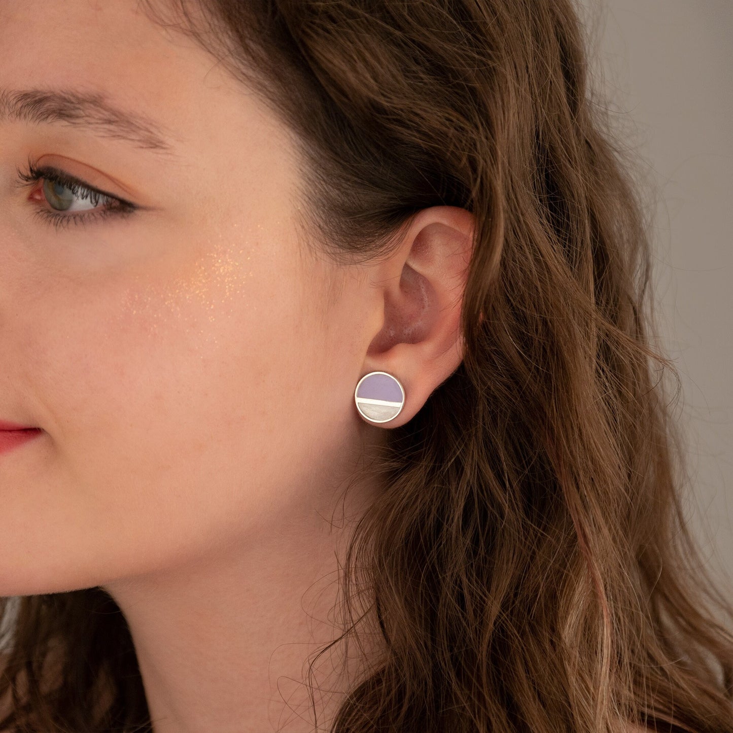 Two Colours Round Threader Earrings - Circular Earring - Geometric Enamel Earrings - Dainty Earrings - Gift for Mother - Gift for Her