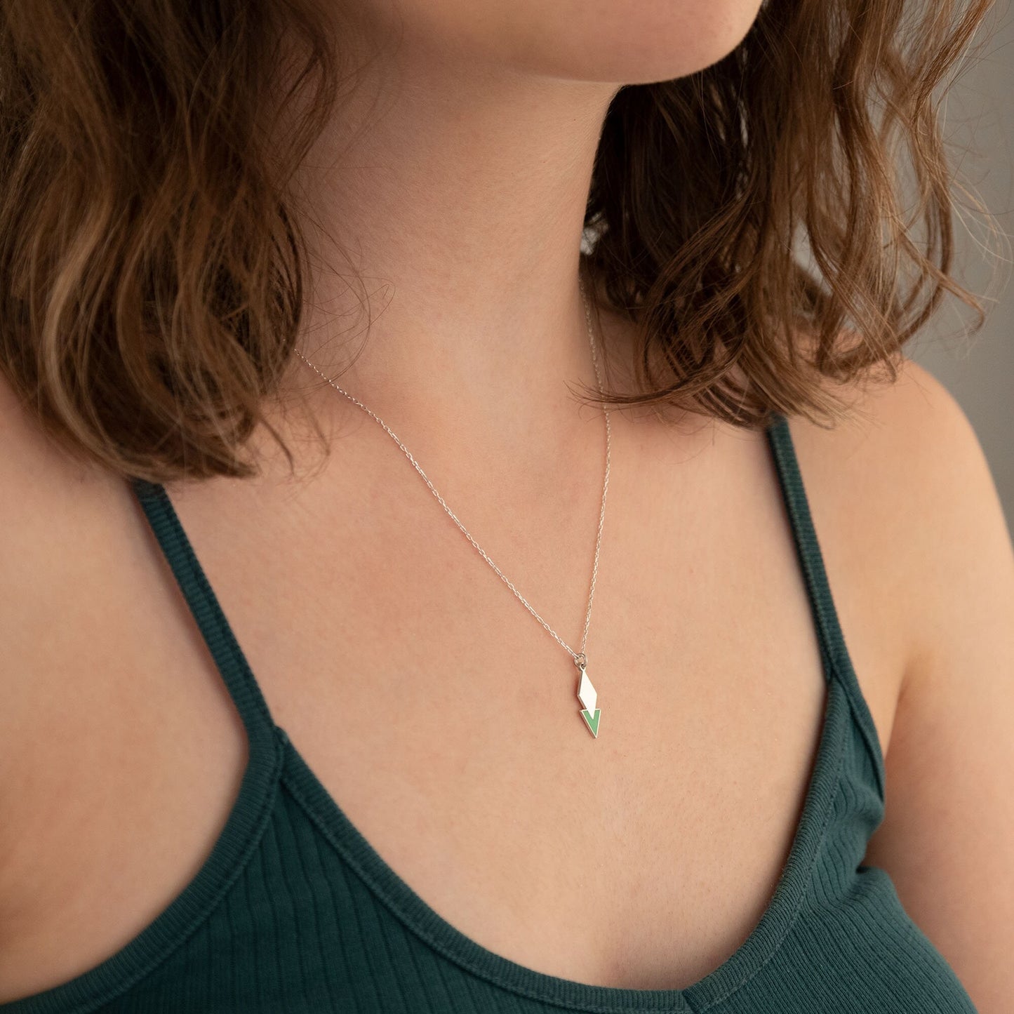 Diamond and Triangle Necklace - Enamel Diamond Charm - Diamond Gifts - Diamond Jewelry - Gift for Her - Dainty Charm Necklace