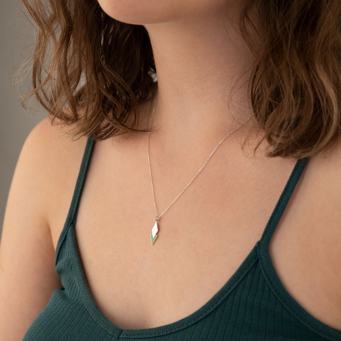 Diamond and Triangle Necklace - Enamel Diamond Charm - Diamond Gifts - Diamond Jewelry - Gift for Her - Dainty Charm Necklace