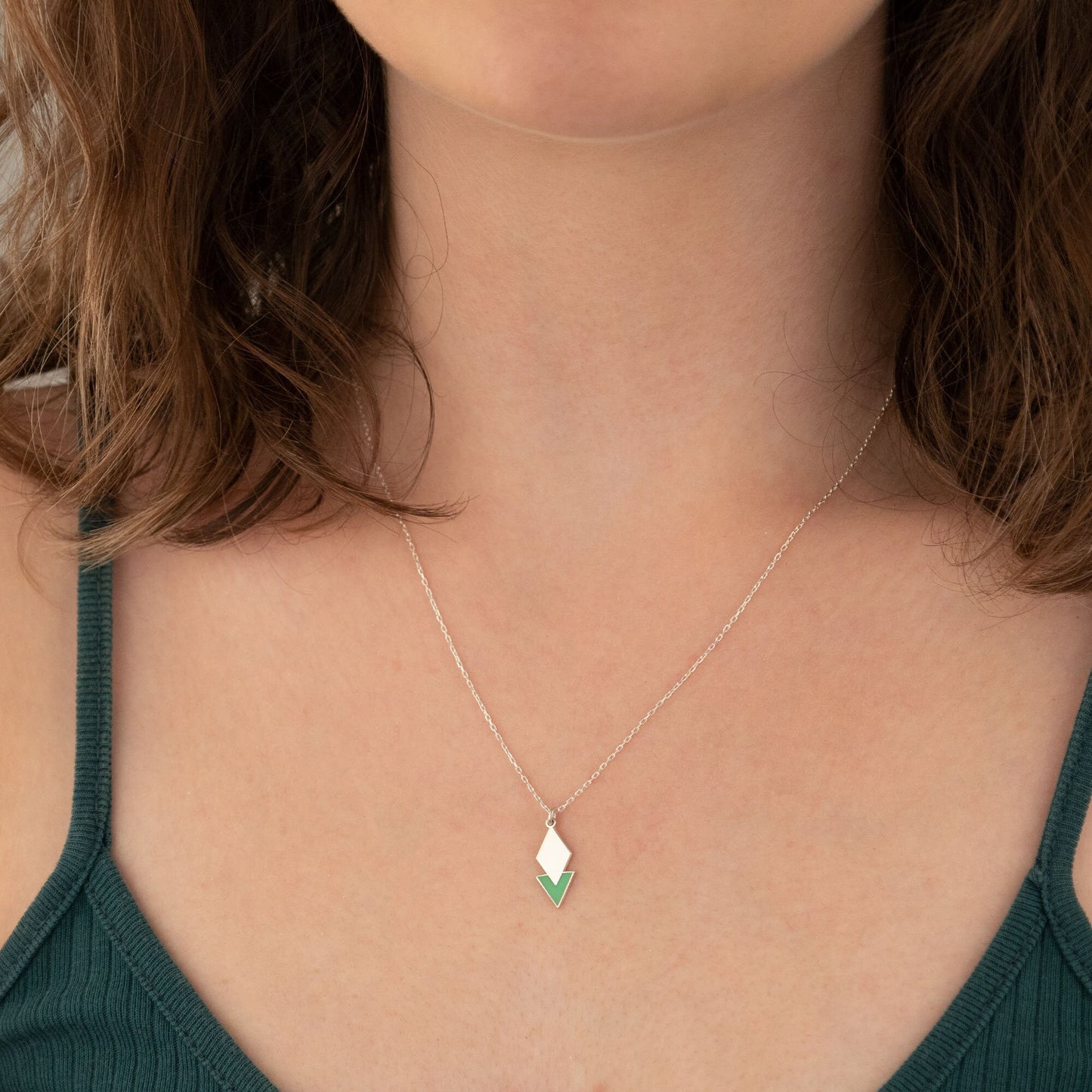 Diamond and Triangle Necklace - Enamel Diamond Charm - Diamond Gifts - Diamond Jewelry - Gift for Her - Dainty Charm Necklace
