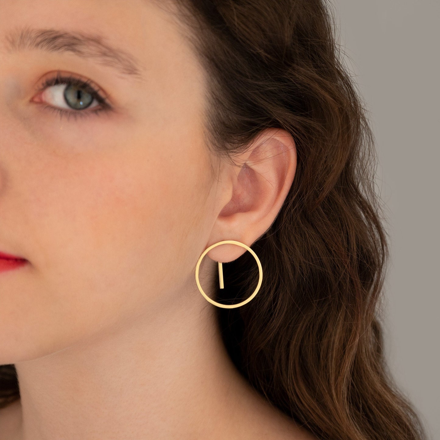 Ear Jacket Round Earrings - Christmas Gift - Round and Bar Earrings - Gift for Her - Modern Earring - Trending Jewelry - Gift for Her