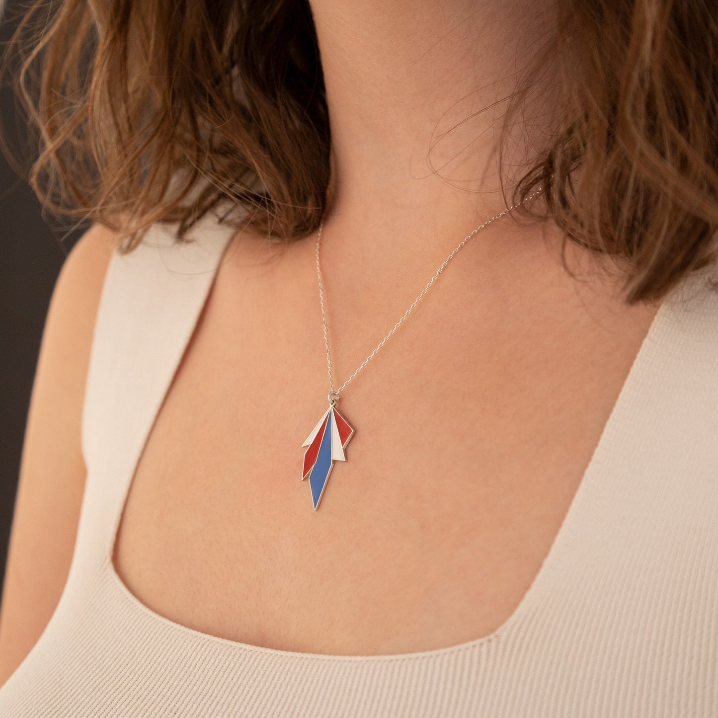 Enamel Kite Shape Necklace - Childhood Pendant - Geometric Triangle Necklace - Enamel Necklace - Gift for Her - Gift for Kids