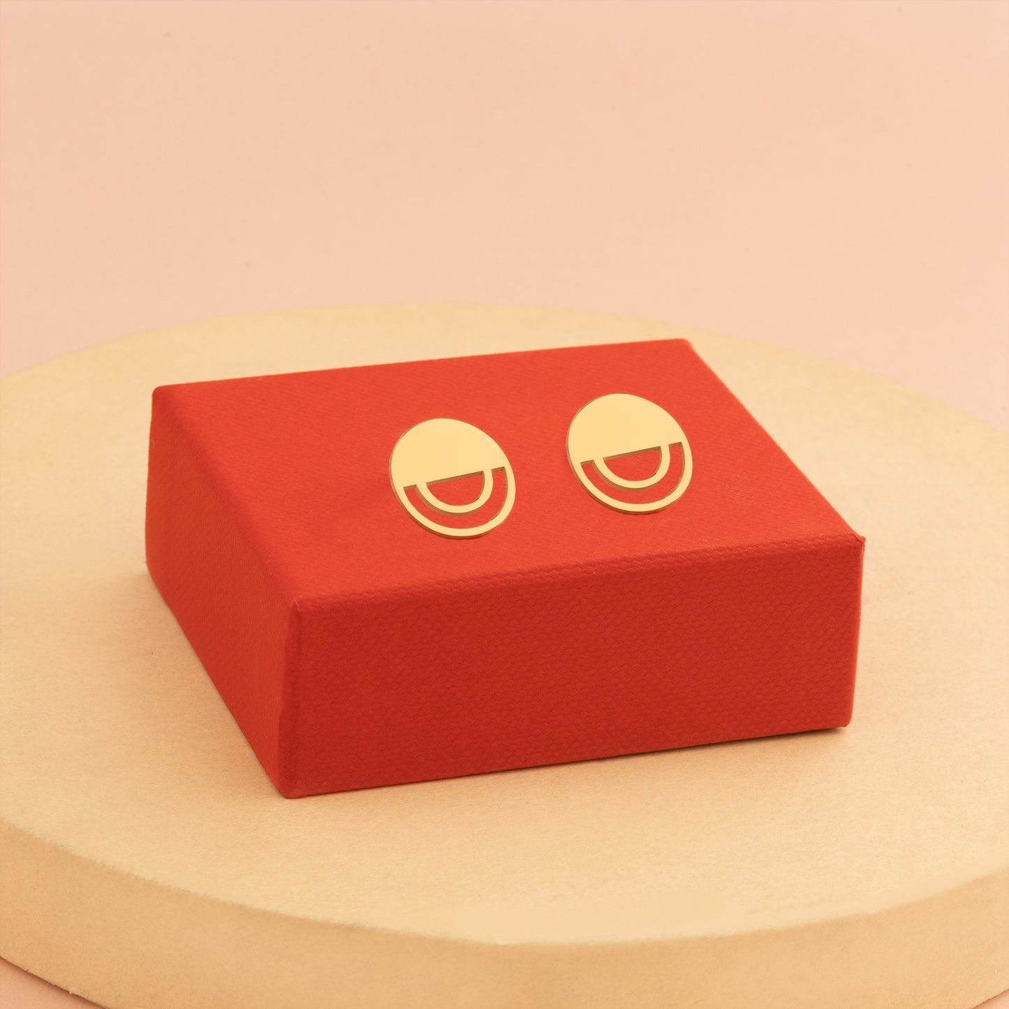 Geometric Round Earrings - Christmas Gift - Modern Earrings - Stud Circle Earrings - Modern Jewelry - Handmade Earrings - Gift for Her