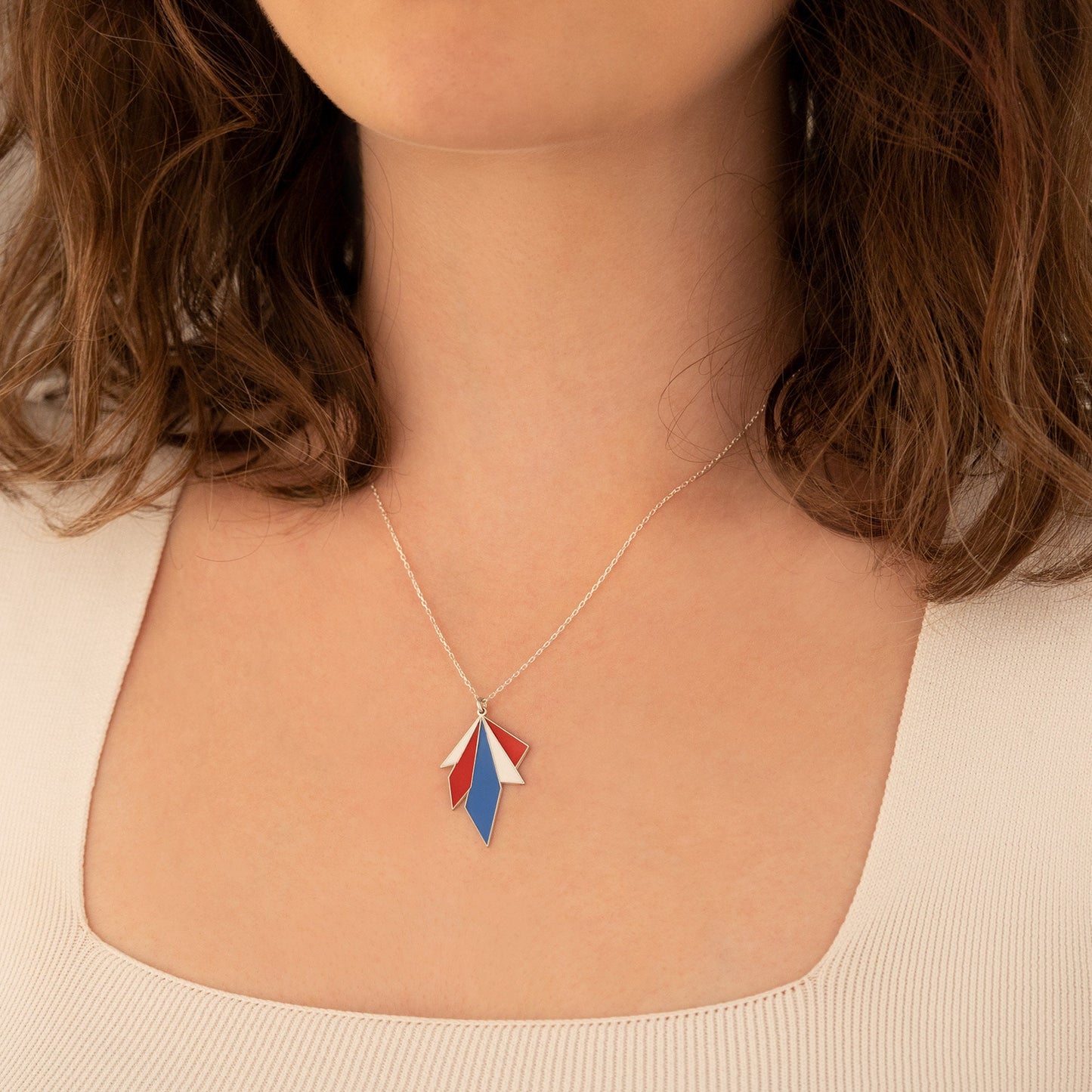 Enamel Kite Shape Necklace - Childhood Pendant - Geometric Triangle Necklace - Enamel Necklace - Gift for Her - Gift for Kids