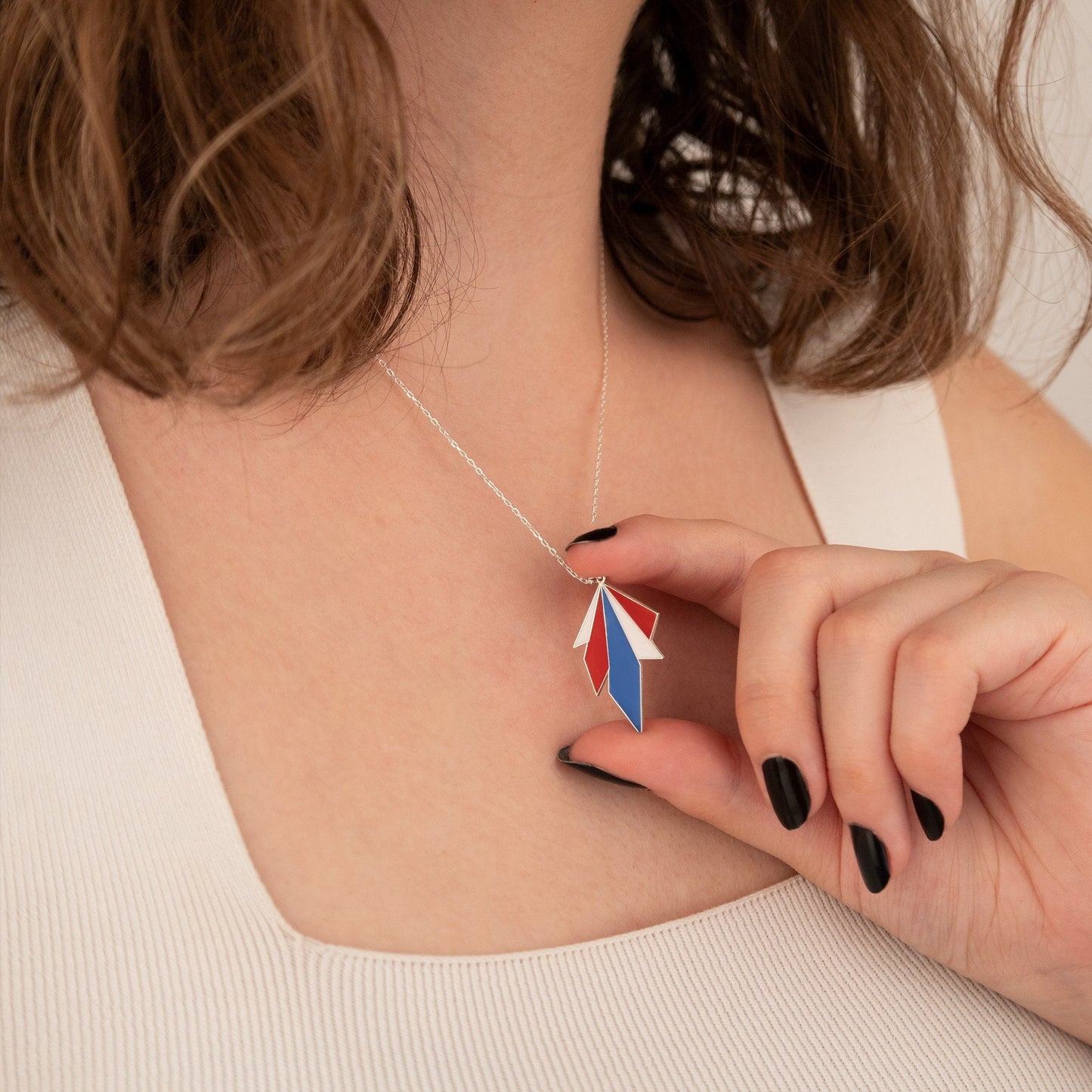 Enamel Kite Shape Necklace - Childhood Pendant - Geometric Triangle Necklace - Enamel Necklace - Gift for Her - Gift for Kids