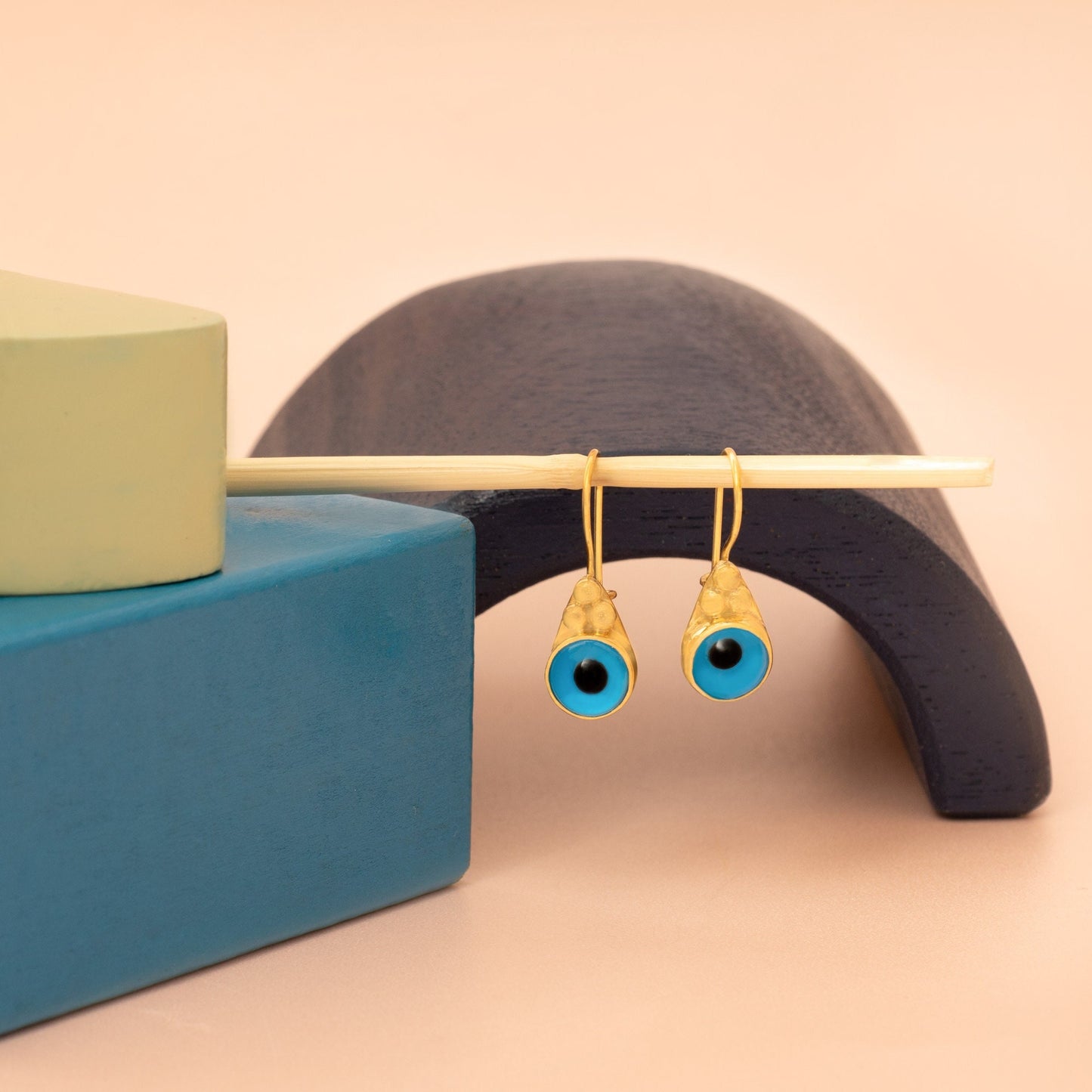 Evil Eye Earrings - Christmas Gift - Enamel Eye Earring - Blue Eye Dangle Earring - Protection Earrings - Evil Eye Jewelry - Gift for Her