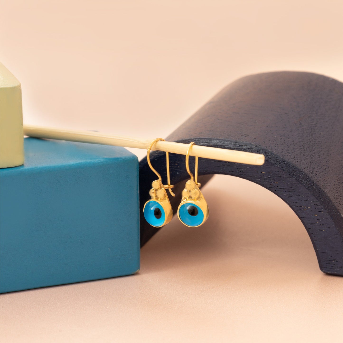 Evil Eye Earrings - Christmas Gift - Enamel Eye Earring - Blue Eye Dangle Earring - Protection Earrings - Evil Eye Jewelry - Gift for Her