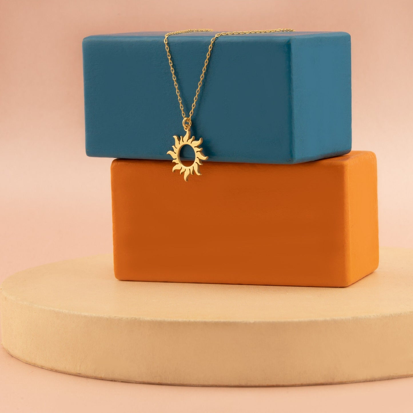 14K Solid Gold Sunburst Necklaces - 14K Gold Sunshine Necklace - Necklace for Women - Celestial Jewellery - Gift For Her - 14K Jewellery