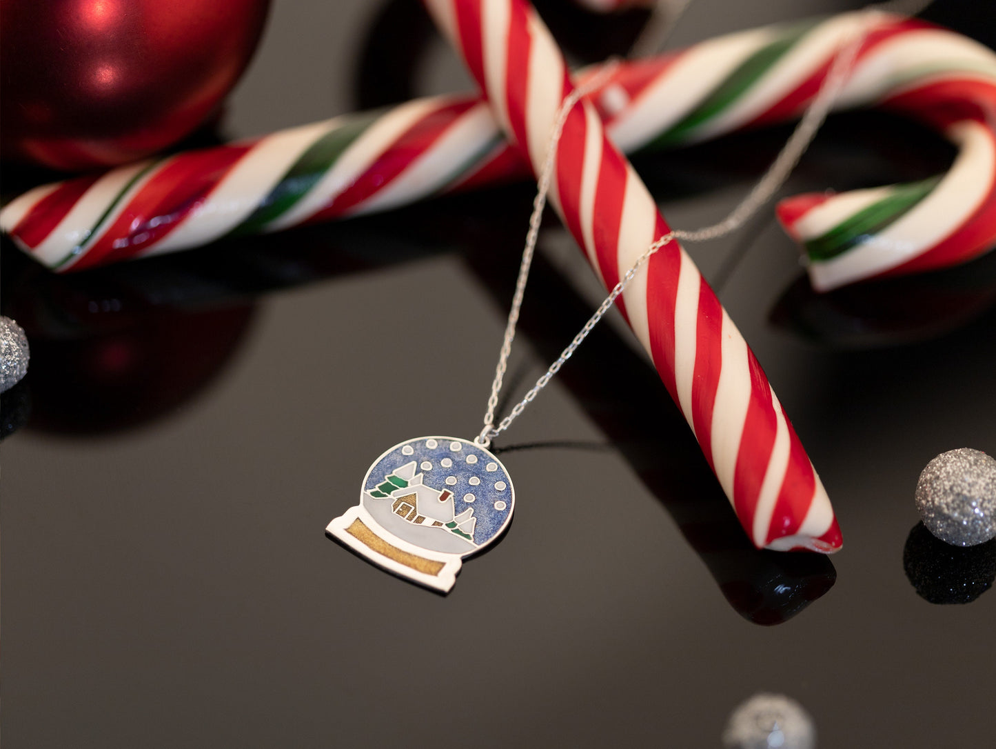 Snow Globe Christmas Necklace - Christmas Jewellery - Christmas Gift - Gift For Her- Gift For Kids - Home In Snow Globe Necklace