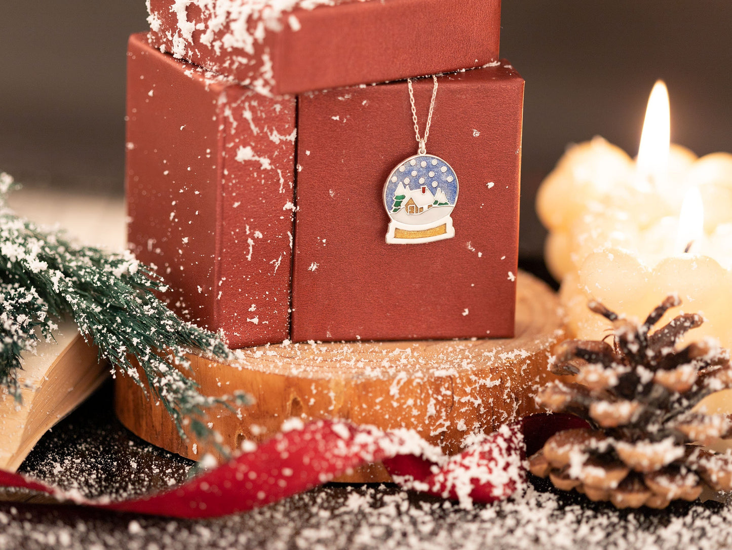 Snow Globe Christmas Necklace - Christmas Jewellery - Christmas Gift - Gift For Her- Gift For Kids - Home In Snow Globe Necklace