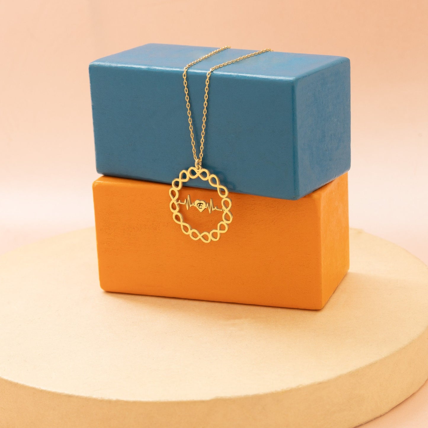Gold Heartbeat Necklace - Infinity Love Necklace - Personalised Heartbeat Necklace - EKG Heart Rhythm Necklace - Heartbeat of Love Necklace